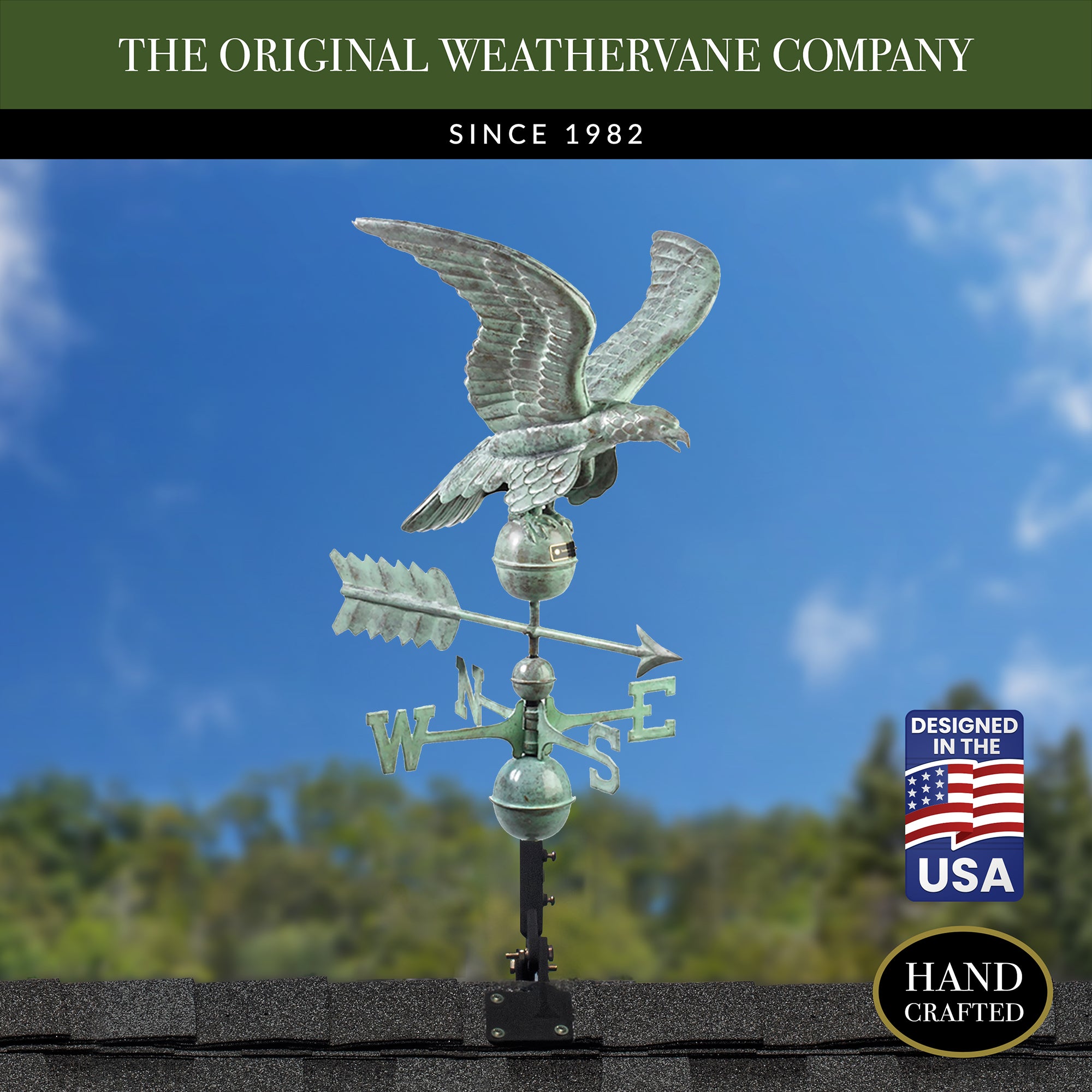 Smithsonian Eagle Weathervane - Decorative Outdoor Metal Garden Art for Roof, Yard, or Barn - Vintage-Inspired American Eagle Weather Vane for Home & Farmhouse Decor