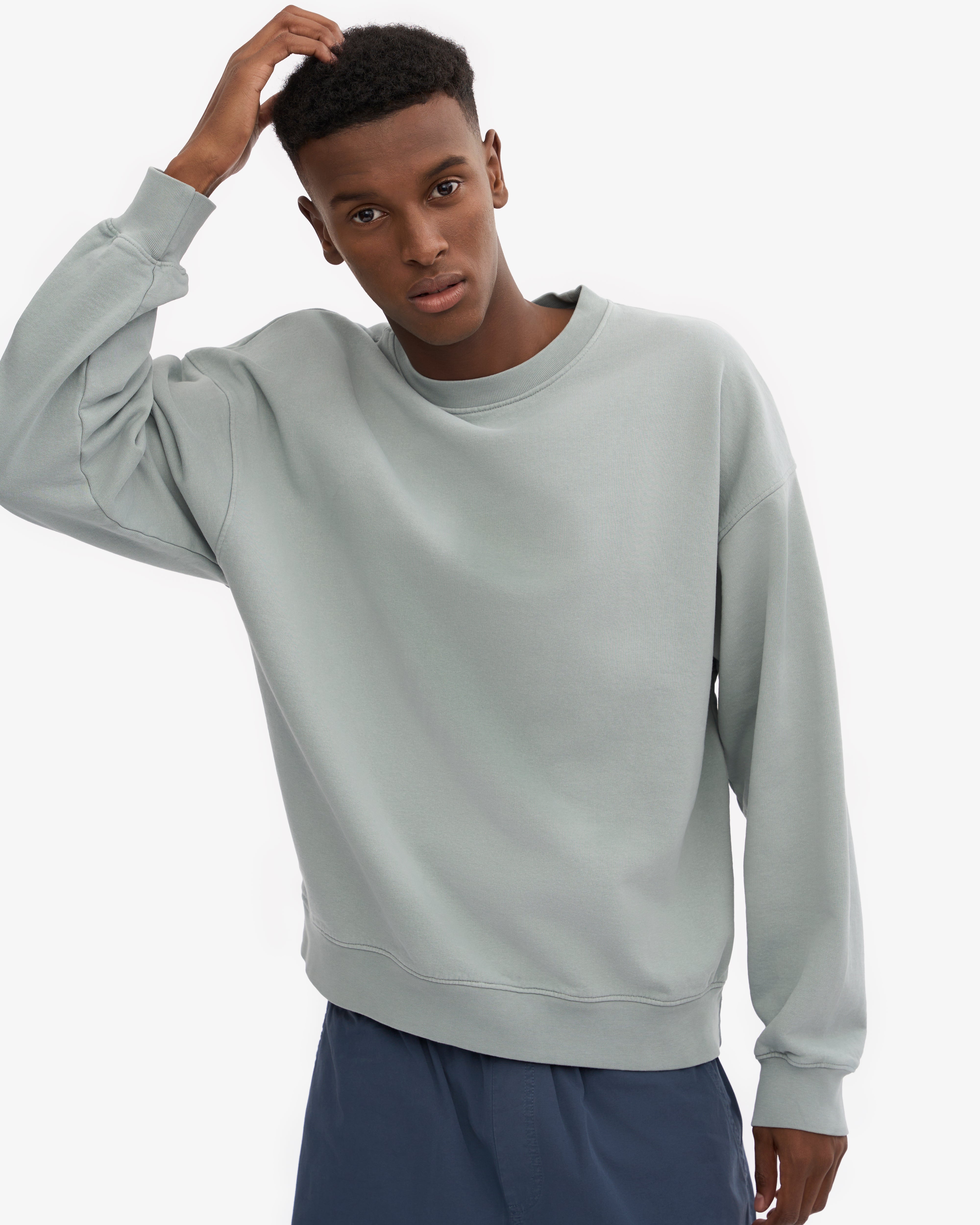 Organic Oversized Crewneck Sweatshirt for Women - Soft & Comfortable Steel Blue Pullover - Perfect for Casual Wear, Lounge & Street Style