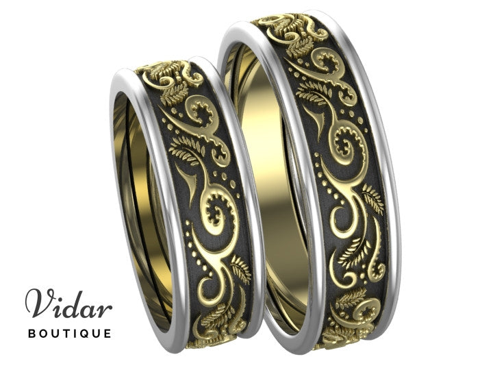 Unique Three-Tone Matching Wedding Bands for Couples - Rose Gold, White Gold & Yellow Gold Stackable Rings - Perfect for Anniversaries, Engagements & Romantic Gifts