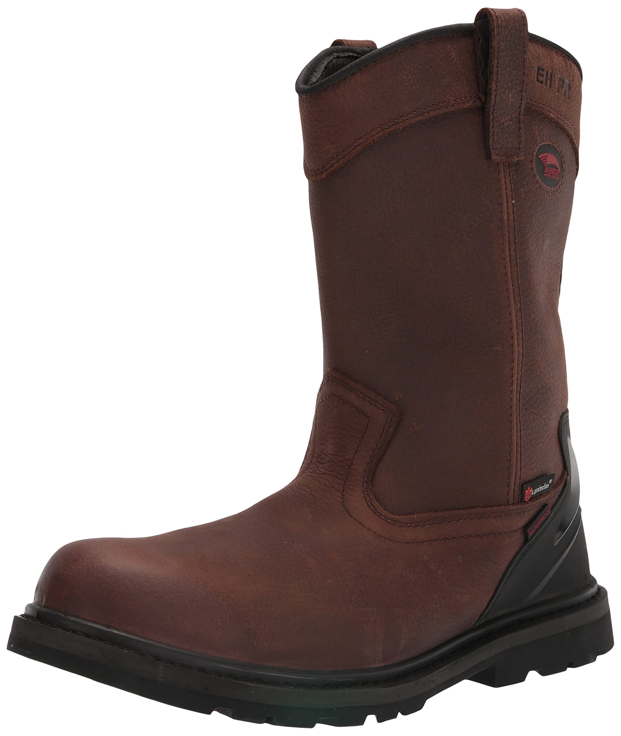 Avenger A7676 Men's EH PR Waterproof Wellington Work Boots - Steel Toe, Electrical Hazard, Slip Resistant - Size 7.5 6E Wide - Ideal for Construction, Oil Rig & Heavy Duty Work Environments