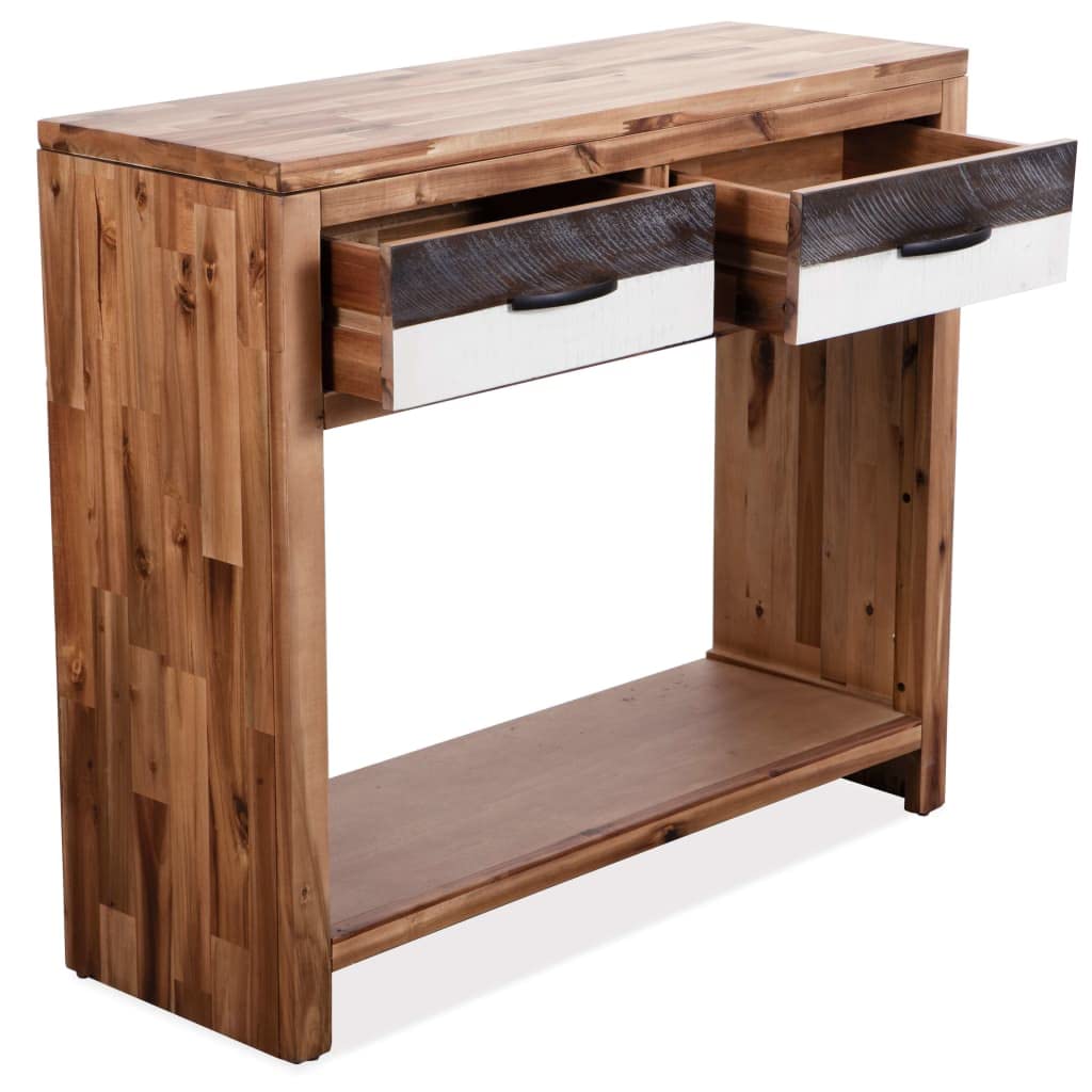 Modern Acacia Wood Console Table with Drawers - Entryway, Living Room, Bedroom Side Table - Multi-Functional for Home Office, Balcony & Coffee Table - Easy Assembly Solid Wood Furniture for Stylish Decor