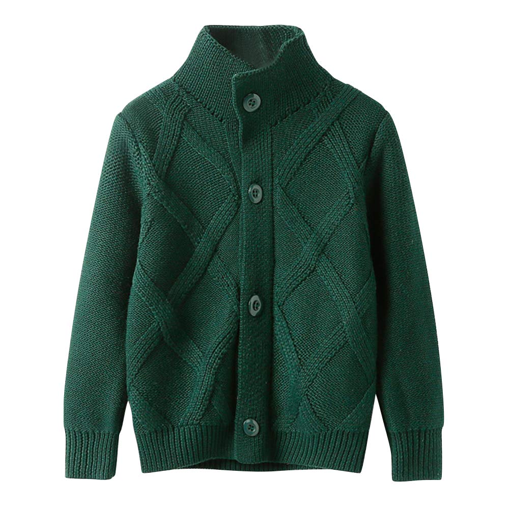 OCHENTA Boys' Chunky Knit Button-Down Turtleneck Cardigan Sweater | Warm Winter Pullover for Kids | Perfect for School, Holidays & Family Photos