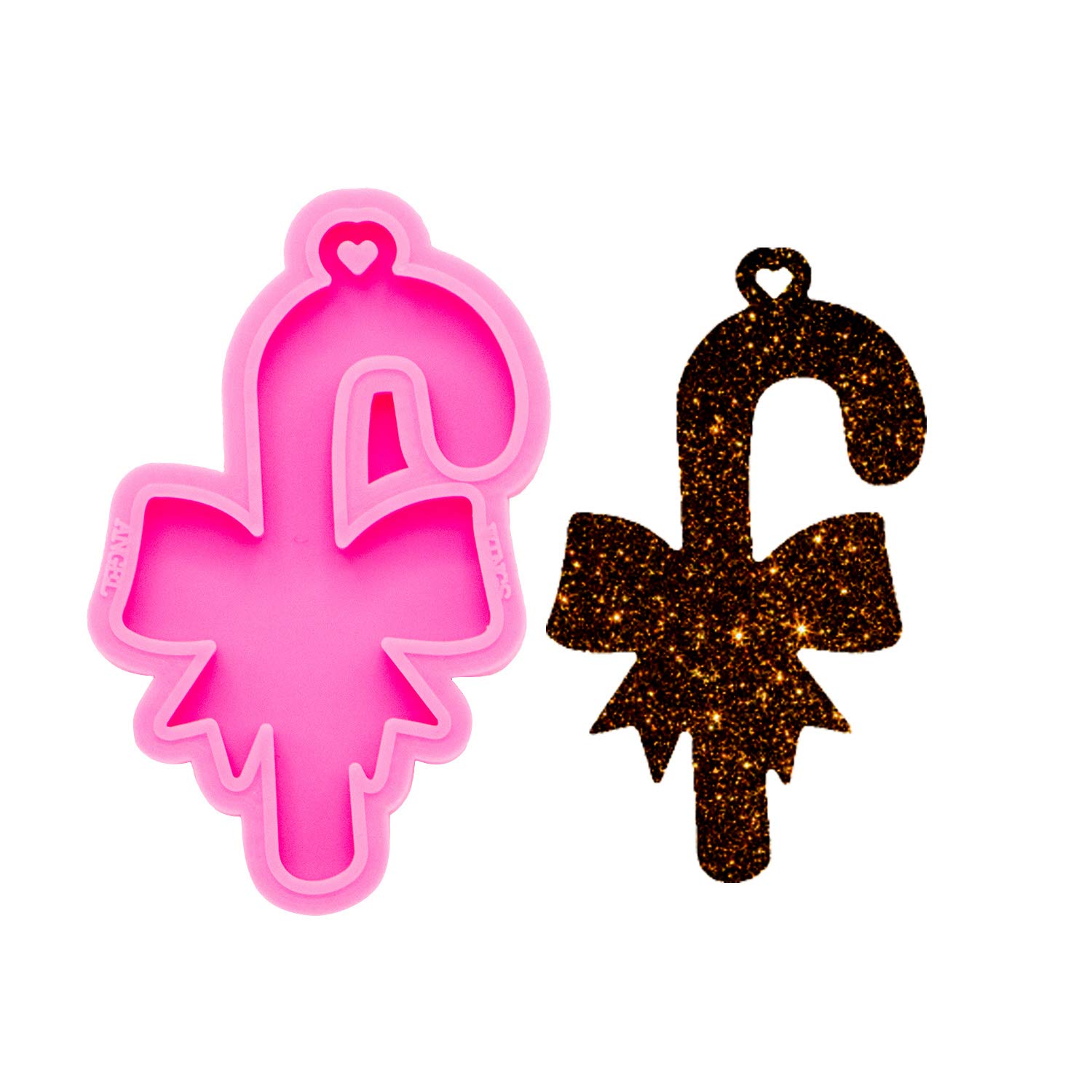 Angel Wings Christmas Crutches & Bow Keychain Molds - DIY Epoxy Resin Silicone Molds for Polymer Clay, Resin Crafts, Candy, Chocolate, Fondant & Cookies - Perfect for Holiday Gifts & DIY Jewelry Making