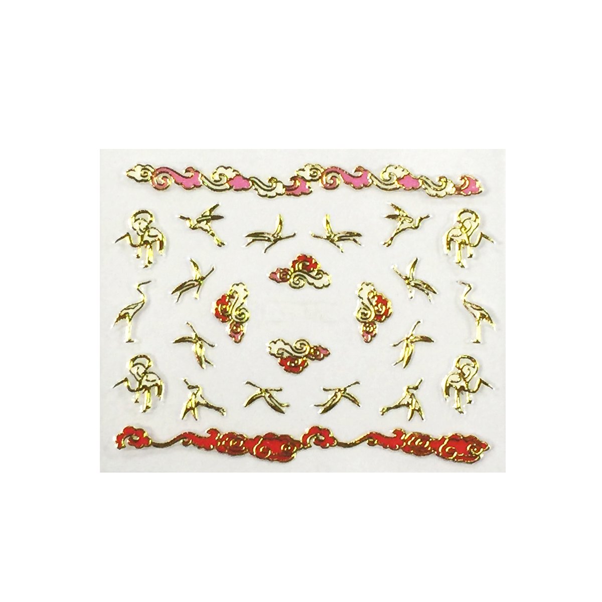 ALLYDREW Self-Adhesive 3D Nail Art Stickers - Cherry Blossom, Bamboo & Crane Designs (6 Sheets/3 Patterns) for Manicure, Nail Decoration & DIY Nail Art - Perfect for Parties, Weddings & Special Occasions
