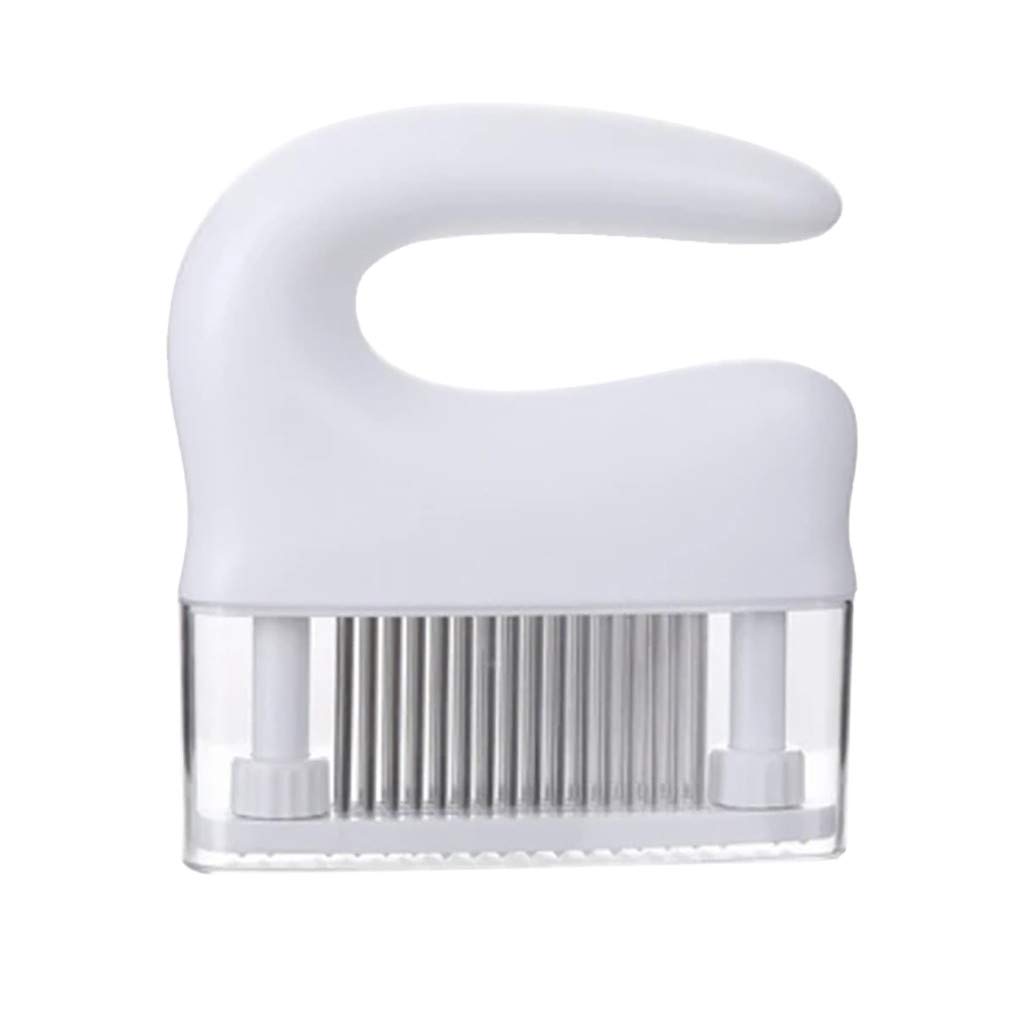 Yiser 48-Pin Stainless Steel Kitchen Dish Brush with Soap Handle - Durable, Comfortable Grip for Easy Meat & Food Cleaning - Perfect for Sinks, Countertops, Pots & Pans (White, One Size)