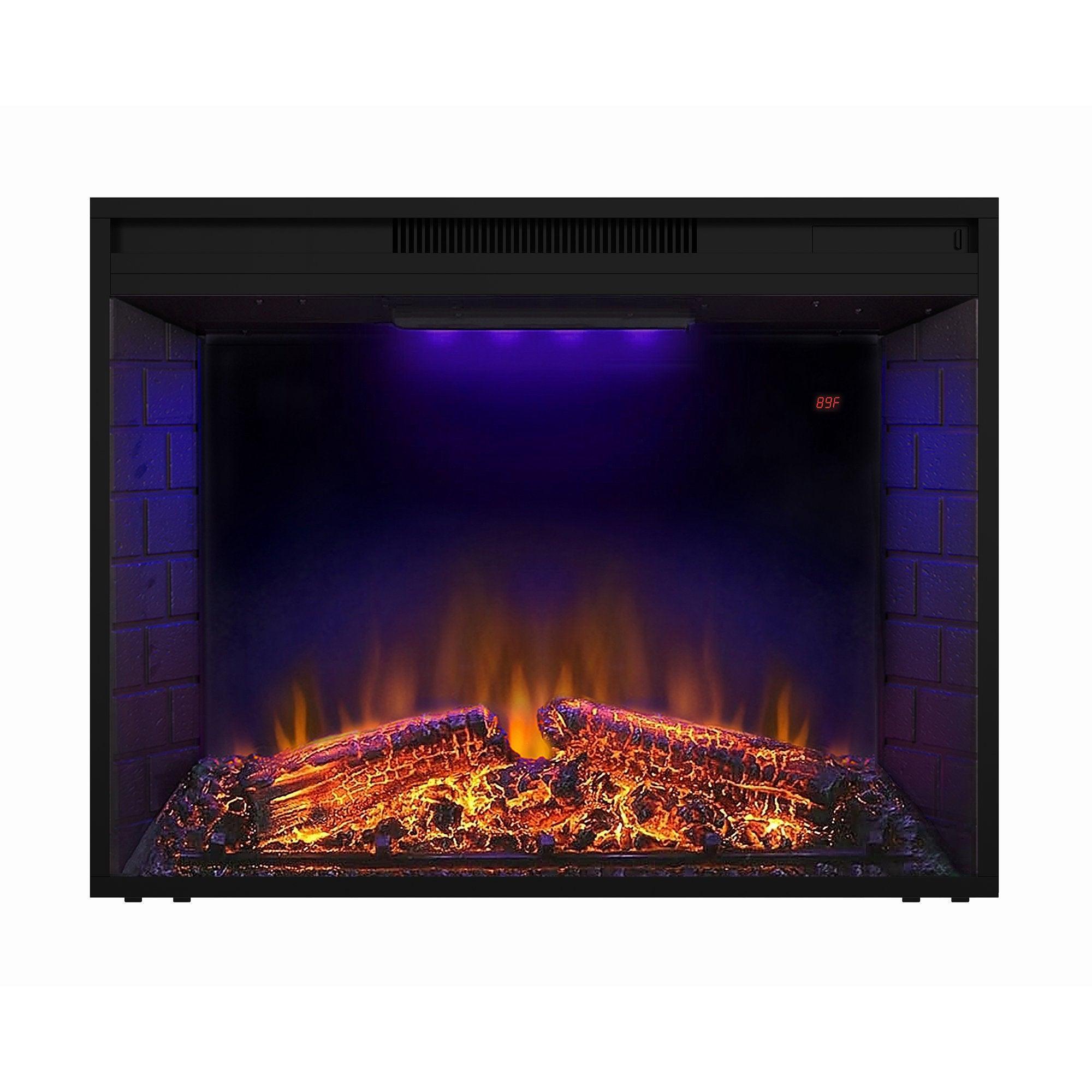 Black Electric Fireplace Heater Insert with Overheating Protection & Remote Control - Perfect for Living Rooms, Bedrooms & Offices