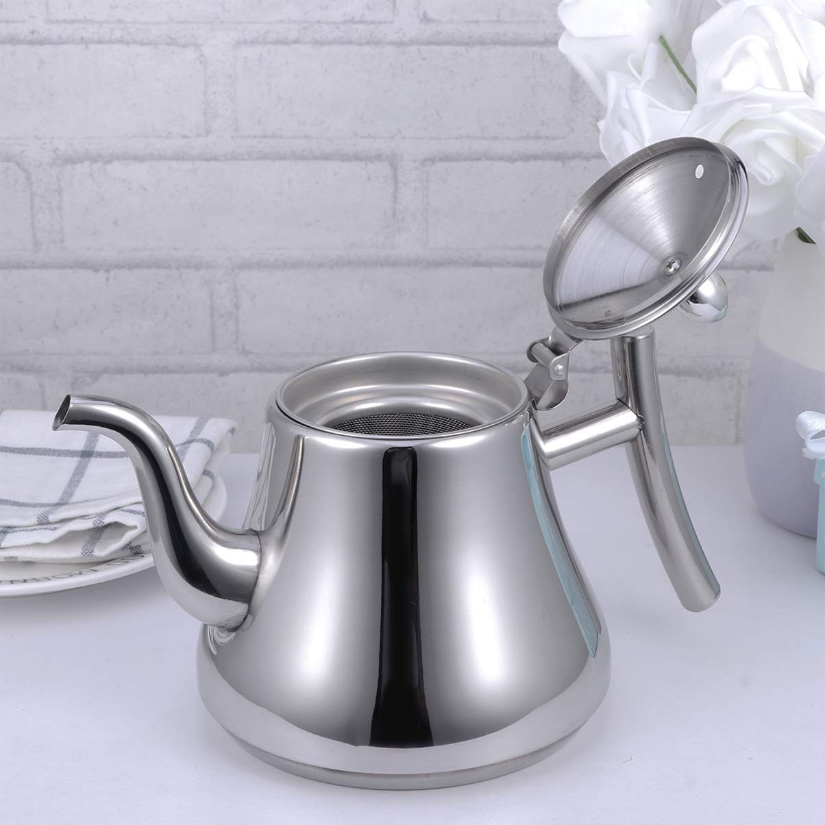 DOITOOL Stainless Steel Tea Kettle for Stove Top - 1.5L Whistling Teapot with Ergonomic Handle & Stay-Cool Knob - Perfect for Boiling Water, Brewing Tea, Coffee & Hot Cocoa at Home or Office