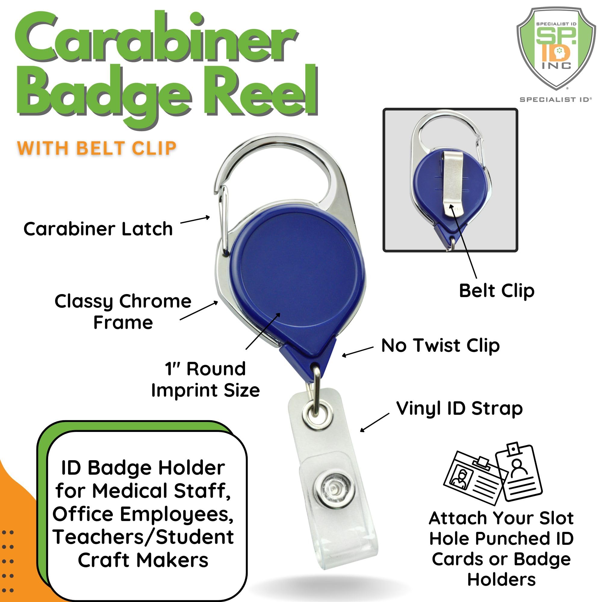 100 Pack Premium Black No Twist Badge Reels with Carabiner & Belt Clip - Extra Long Retractable ID Badge Holder for Nurses, Office Workers, Teachers - Ideal for Hospitals, Schools, Corporate Events & Security Professionals