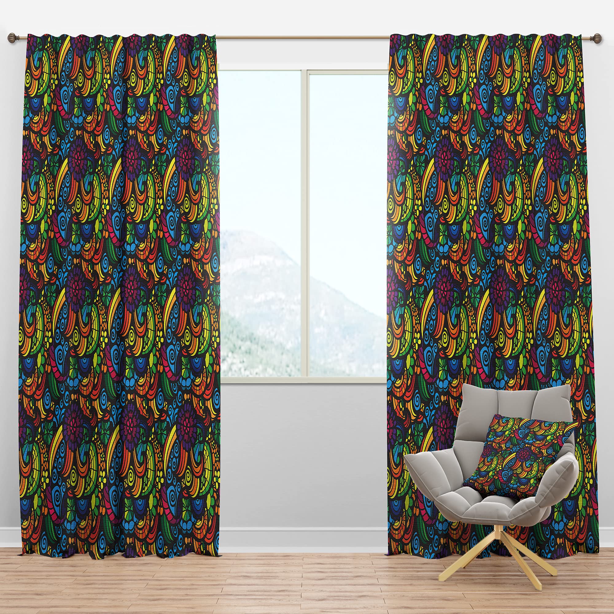 DesignQ Blackout Curtains - Multicolor Mosaic Pattern Thermal Insulated Window Drapes for Bedroom & Living Room (52x120, Single Panel) - Perfect for Light Blocking, Privacy & Energy Efficiency