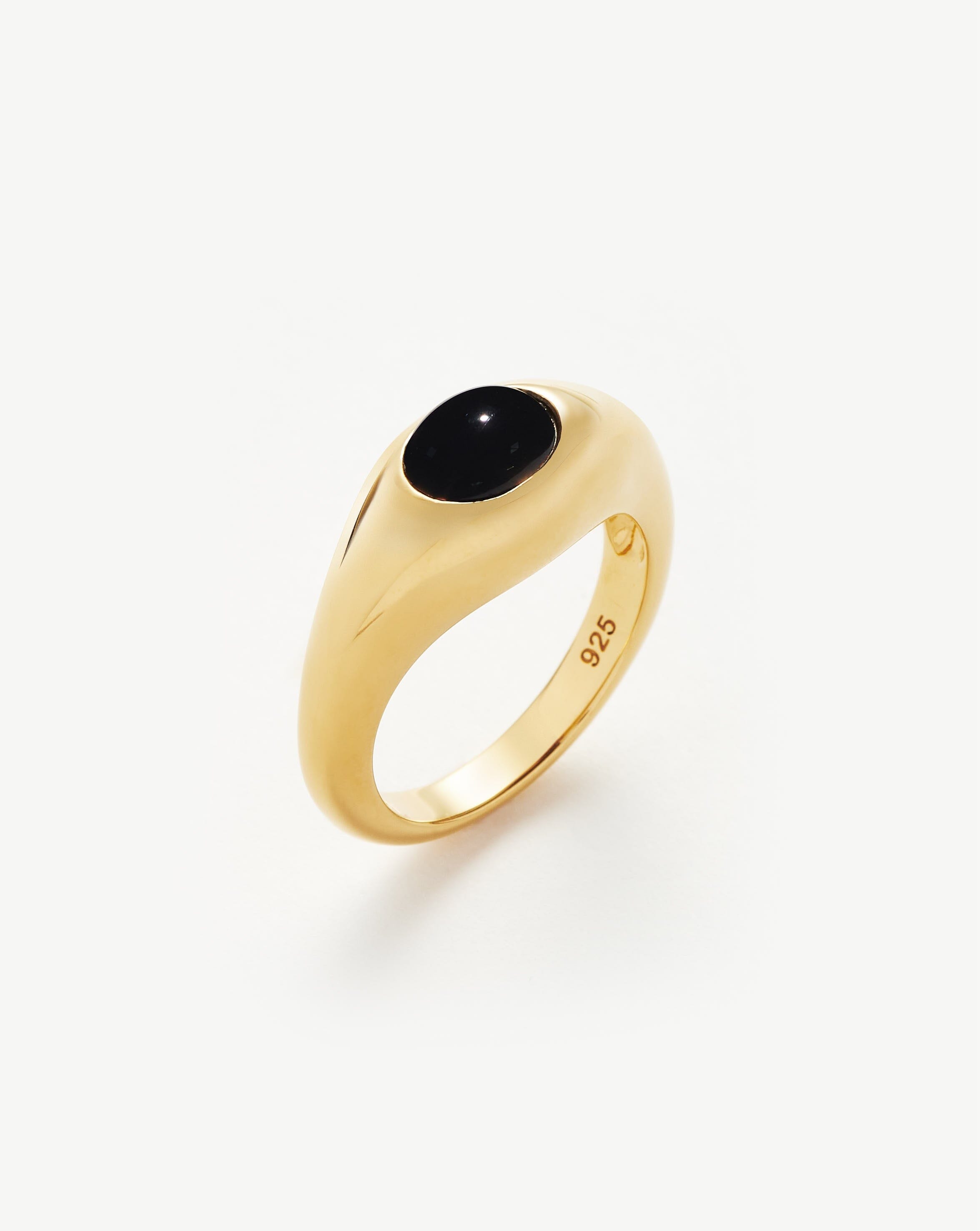 Savi Sculptural Gemstone Stacking Ring - 18k Gold Vermeil & Black Onyx | Elegant Layered Jewelry for Women, Perfect for Everyday Wear, Gift Giving & Special Occasions