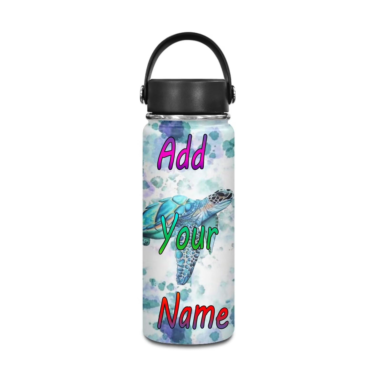 Custom Boho Sea Turtle Kids Water Bottle 20oz - Personalized School Gift for Boys & Girls