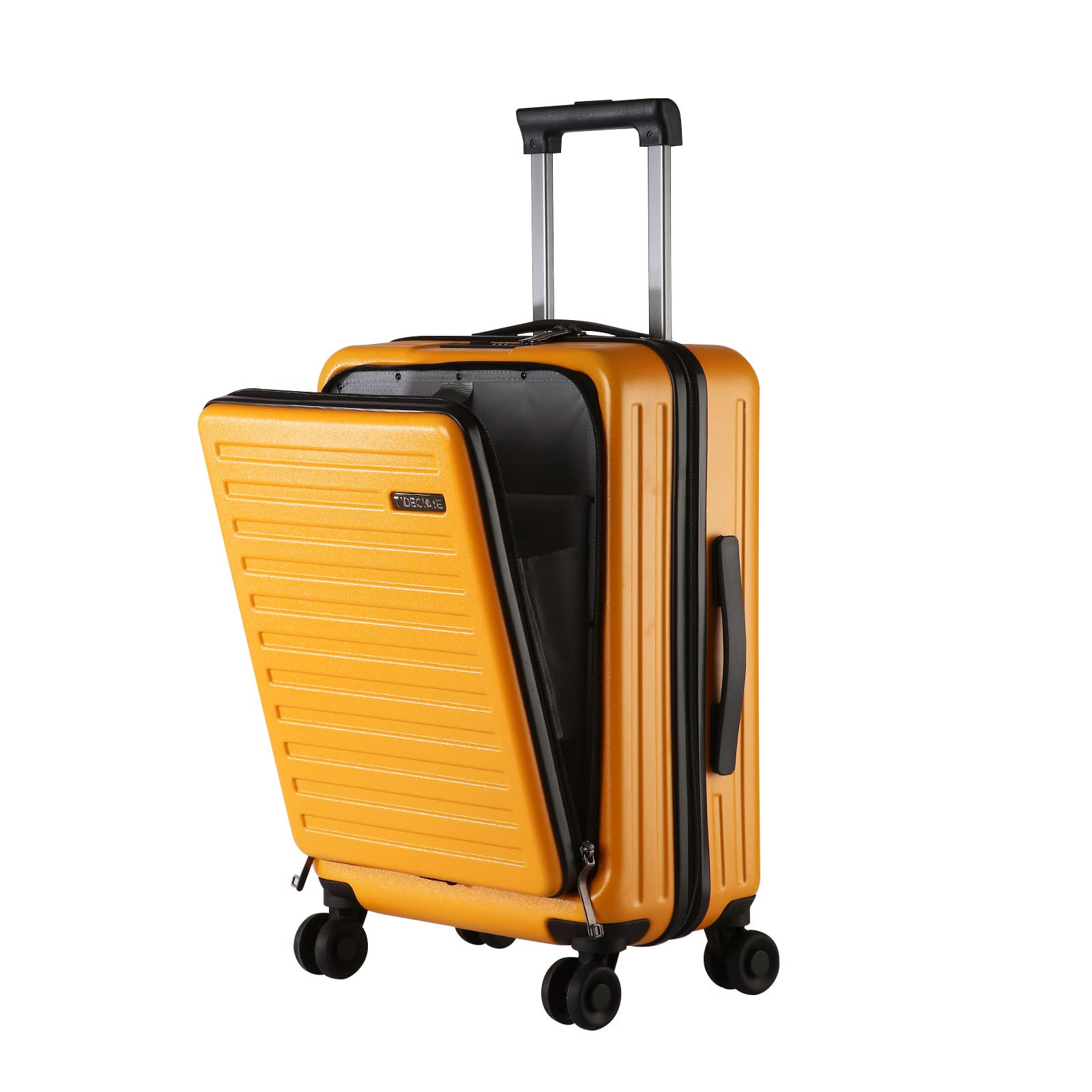TydeCkare 20 Inch Carry On Luggage - 45L Lightweight ABS+PC Hardshell Suitcase with Front Zipper Pocket & Spinner Silent Wheels - Perfect for Business Travel, Weekend Getaways & Airplane Carry-On (Orange)