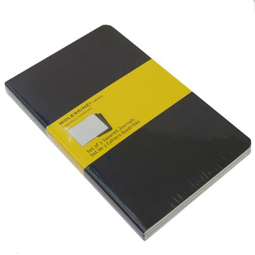 Premium Moleskine Squared Cahier Journal Set of 3 - Lined Notebooks for Writing, Sketching & Note Taking - Perfect for Students, Artists & Professionals - Durable Kraft Paper Cover