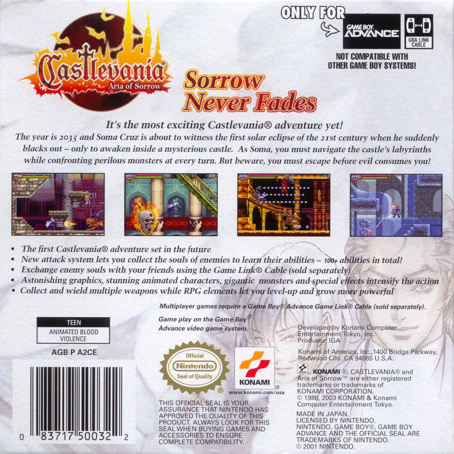 Castlevania: Aria of Sorrow - Nintendo GBA Game | Classic Action-Adventure RPG for Game Boy Advance | Perfect for Retro Gaming & Collectors