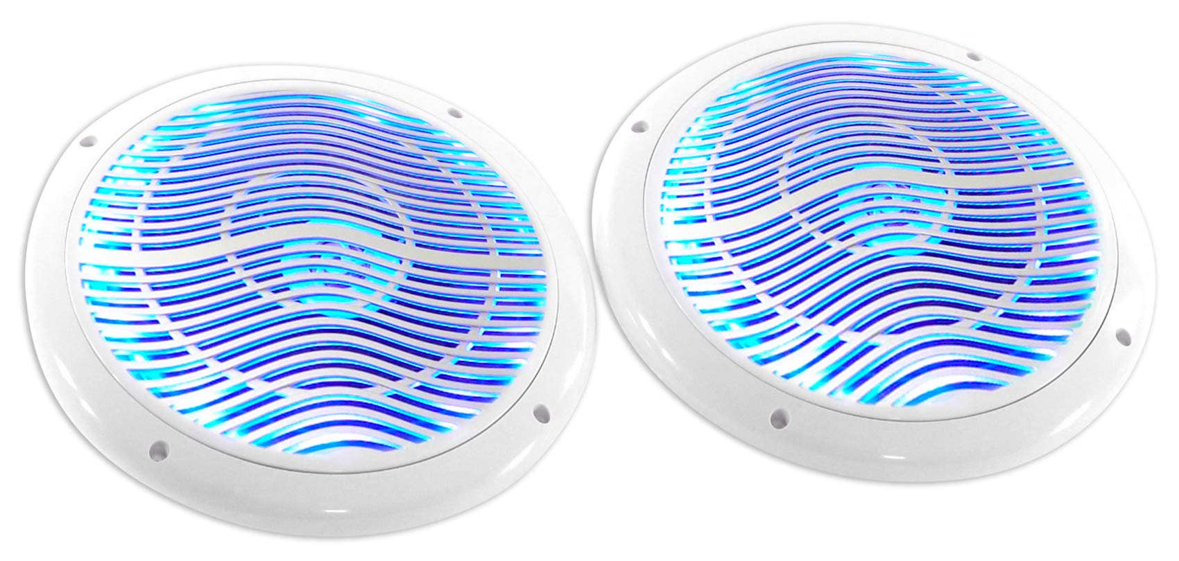 Rockville RMC80LW 8 Inch 1600W White Marine Speakers with Multi-Color LED Lights & Remote Control - Perfect for Boats, Pools, and Outdoor Parties