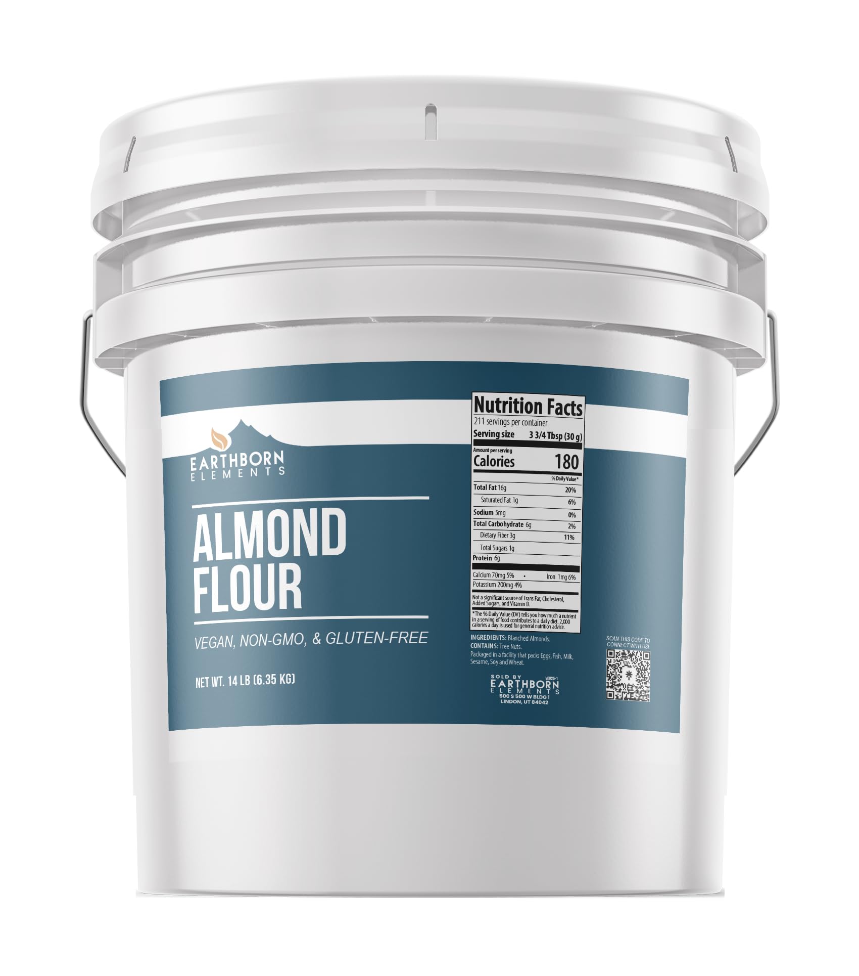 Earthborn Elements Almond Flour 3.5 Gallon Bucket - Extra Fine Powder, Non-GMO, Gluten-Free, Keto & Paleo Friendly - Grown in California - Perfect for Baking, Cooking & Healthy Recipes