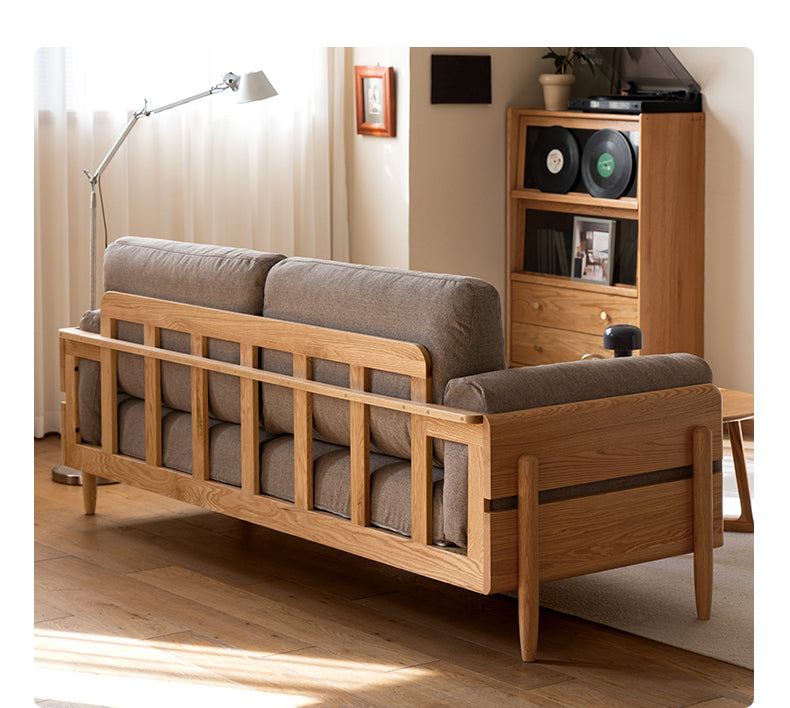 Solid Oak Wood Sofa - Modern High Back Design for Living Room, Lounge & Office - Durable & Stylish Furniture for Home Decor