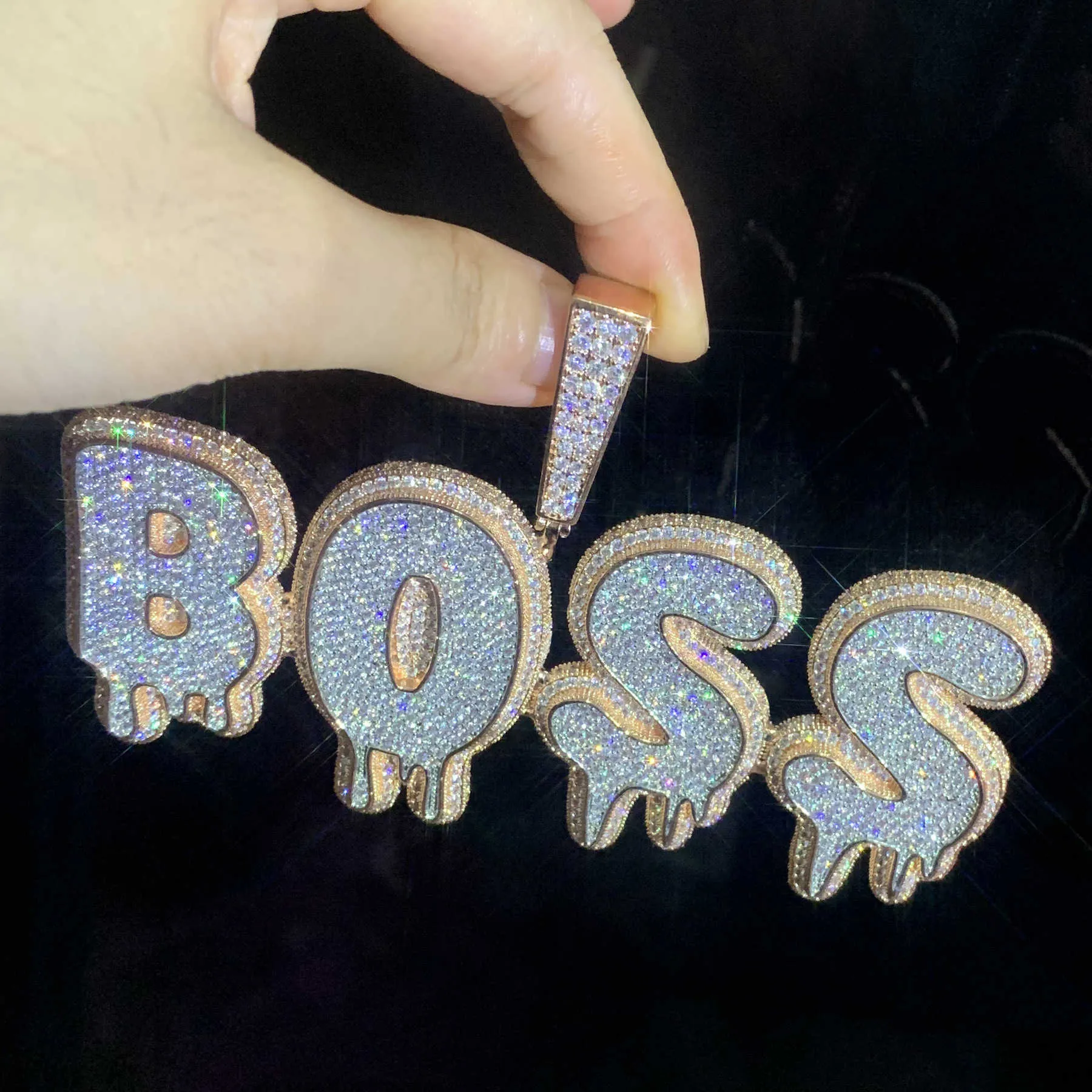 BOSS Iced Out Pendant Necklace - VVS Moissanite Diamond Cut for Women | Elegant Jewelry Gift for Party, Wedding & Special Occasions