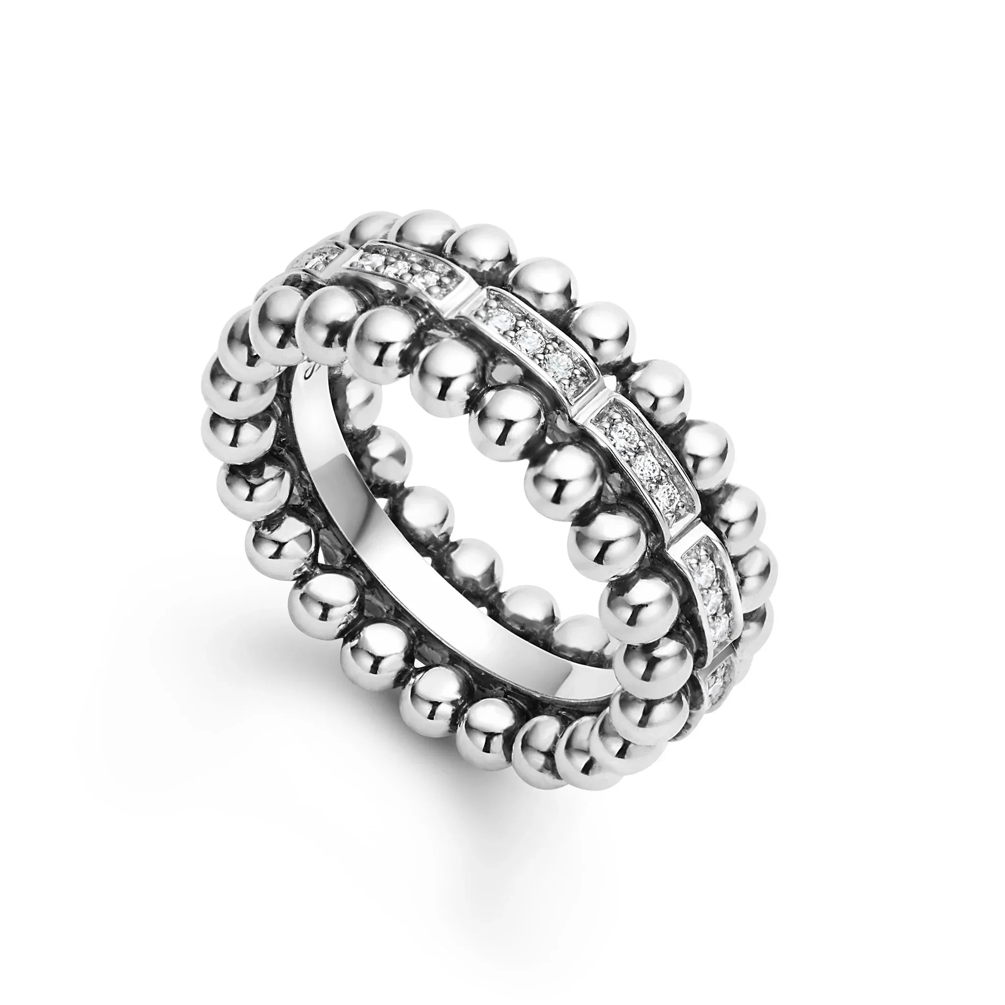Luxury Caviar Beaded Diamond Ring for Women - 14K Gold Plated Elegant Jewelry Gift for Anniversary, Engagement & Special Occasions