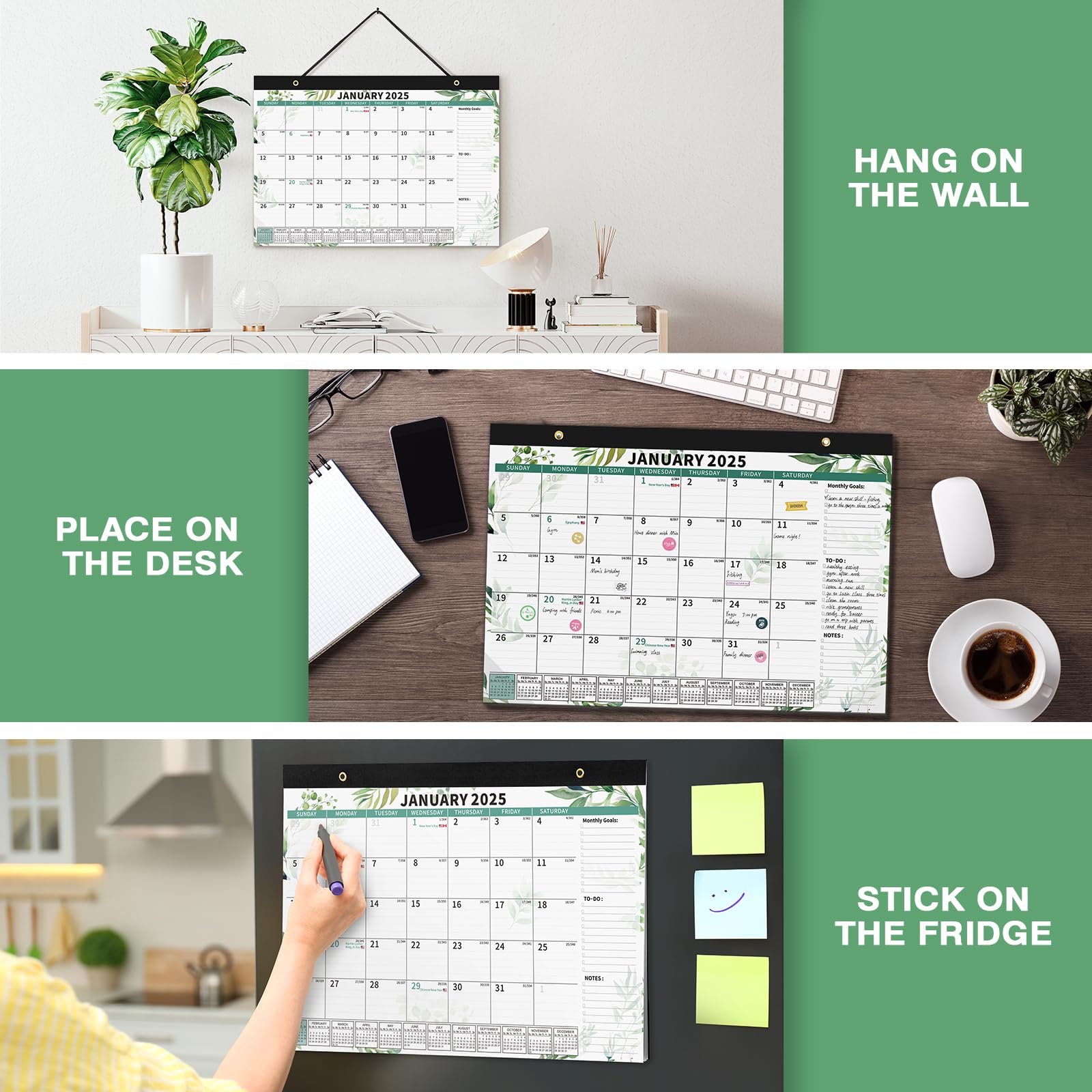 Ospelelf 2025-2026 Magnetic Wall Calendar - 18 Month Large Planner with Plastic Cover (17