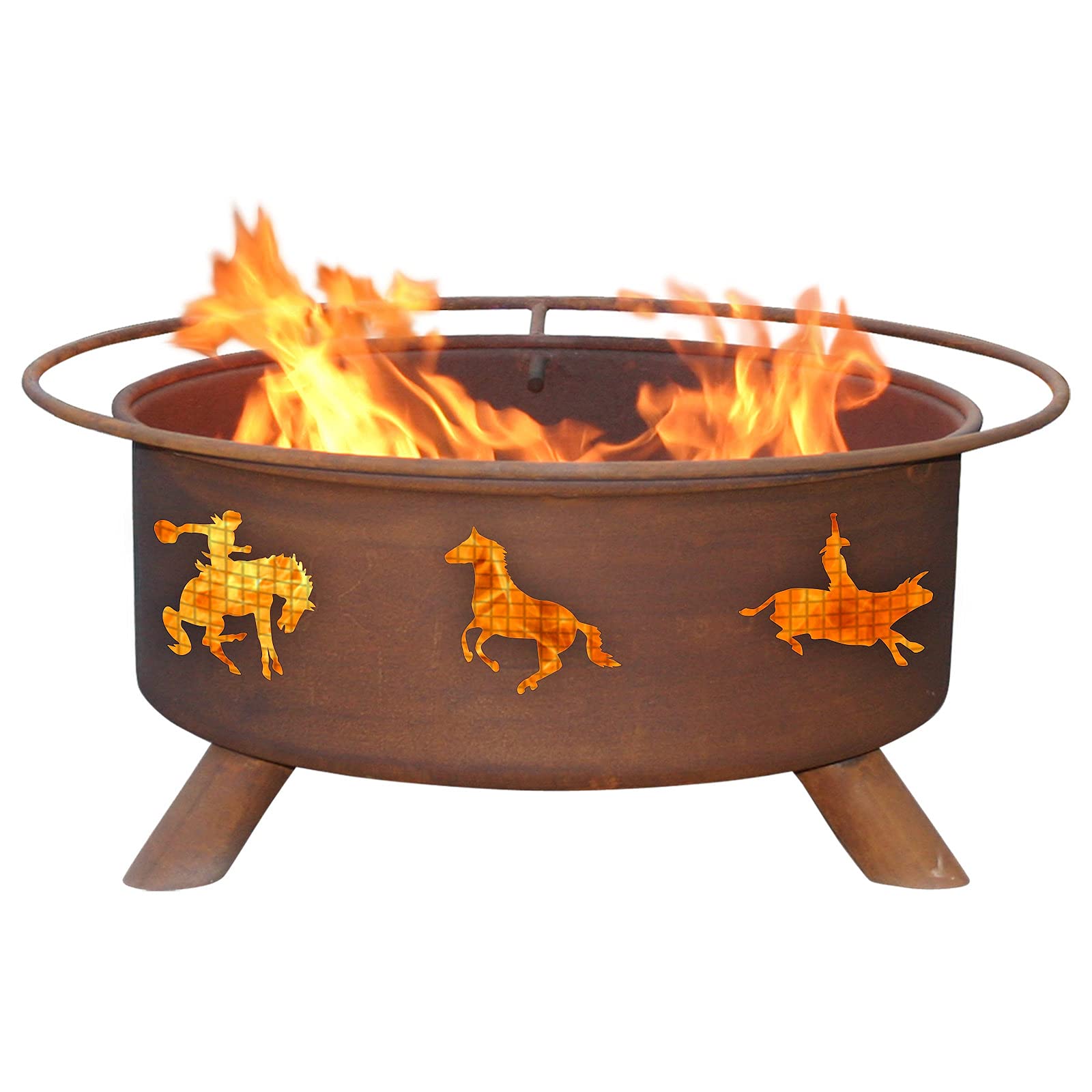 Premium Western Fire Pit & Grill - Heavy Duty Steel Outdoor Fireplace for Camping, Backyard, Patio - Perfect for BBQ, Bonfires & Outdoor Gatherings