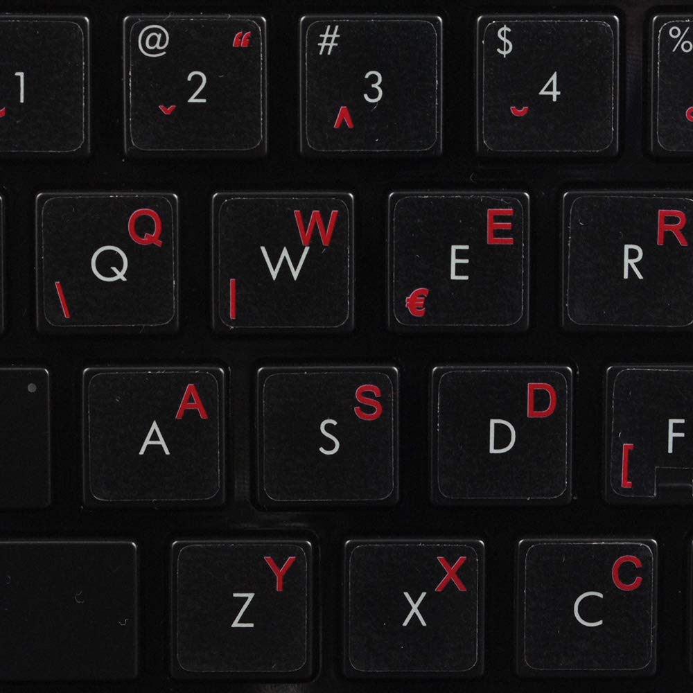 Croatian Slovenian Keyboard Stickers - Transparent Background with Blue, Orange, Red, White or Yellow Letters (14x14) - Perfect for Laptops, Desktops, and Mechanical Keyboards - Easy Installation for Multilingual Typing