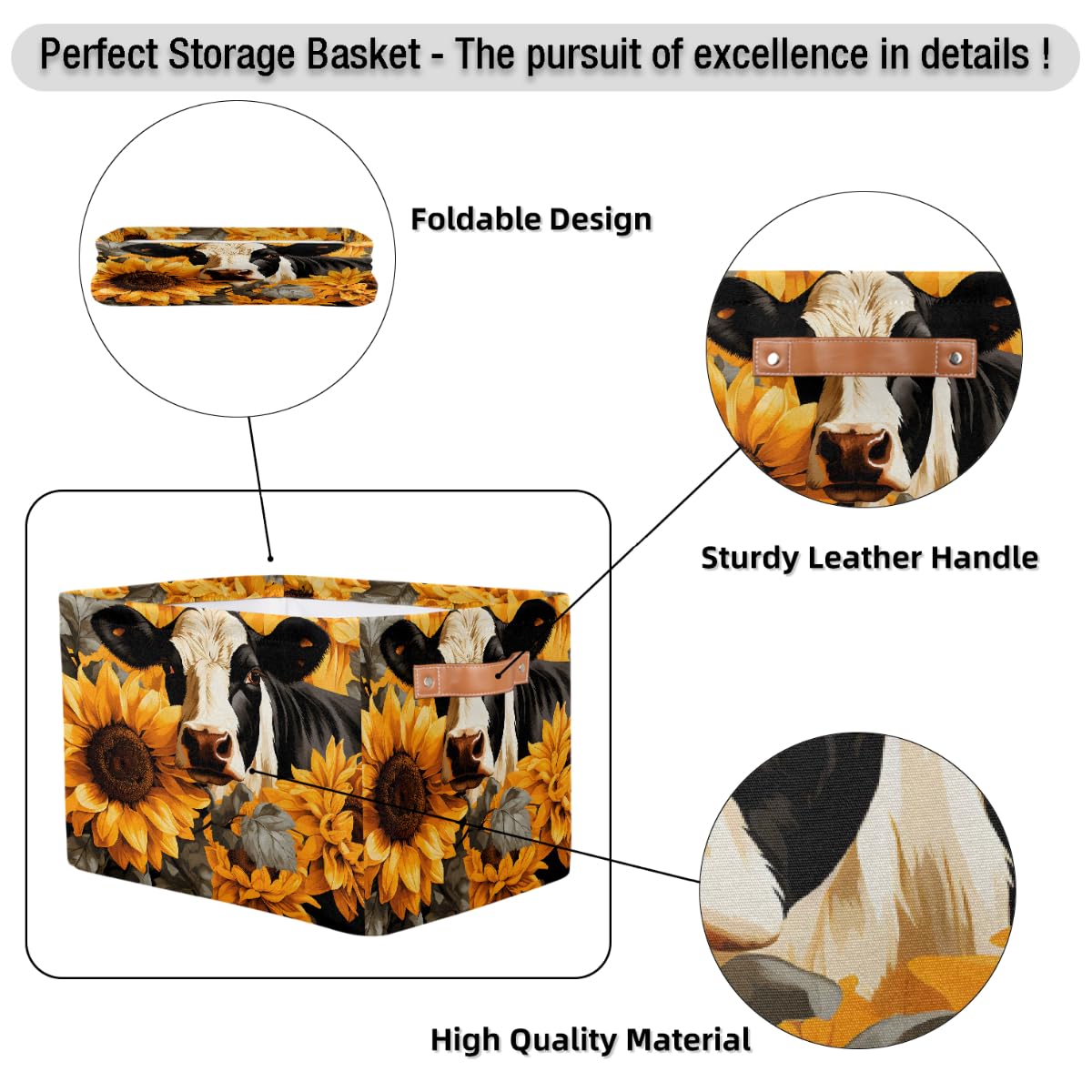 Foldable Storage Baskets with Handles - 2 Pack for Home & Shelves Organization