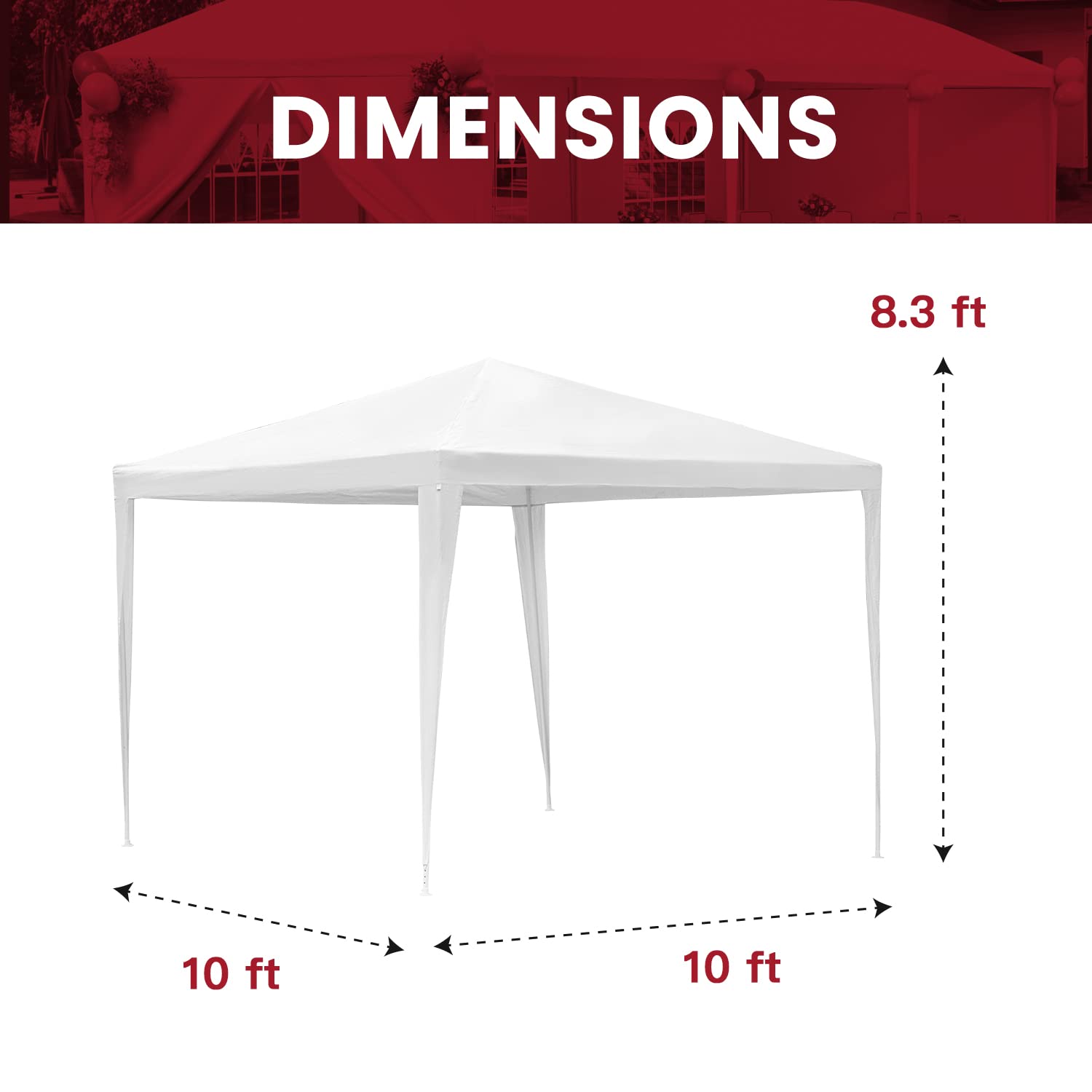 10x10 Waterproof Gazebo Canopy Tent - Outdoor Party Shelter for Weddings, BBQ, Catering & Backyard Gatherings | Heavy-Duty Patio Cover for Sun & Rain Protection