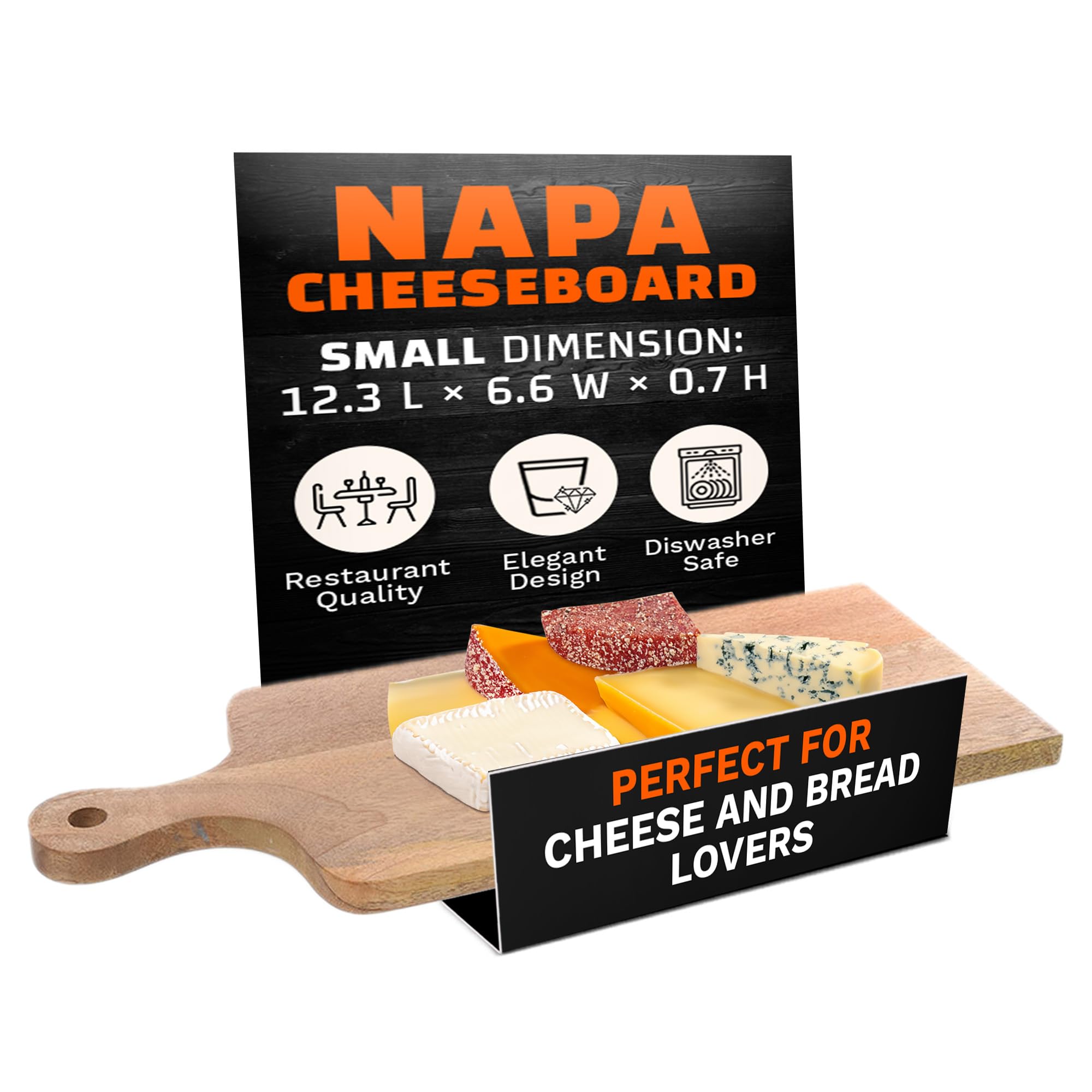 Premium Napa Mango Wood Cheese Board & Serving Tray - Small Charcuterie Platter for Entertaining, Wine Pairing, and Gourmet Cheese Presentation - Perfect for Dinner Parties, Gifts, and Home Decor
