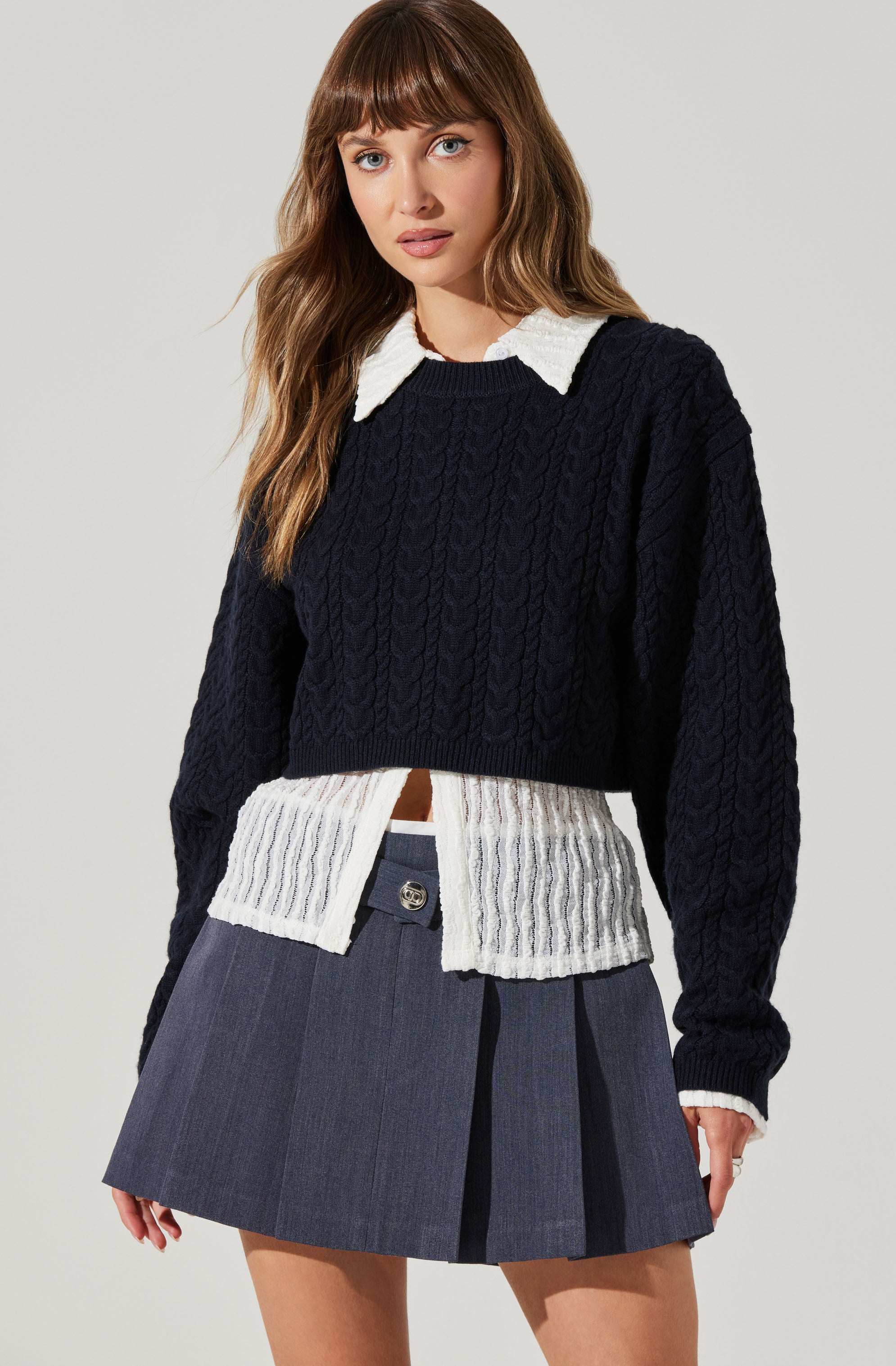Jorah Cropped Cable Knit Sweater for Women - Soft Winter Pullover with Chunky Knit Design - Perfect for Casual Outfits, Date Nights & Holiday Gatherings