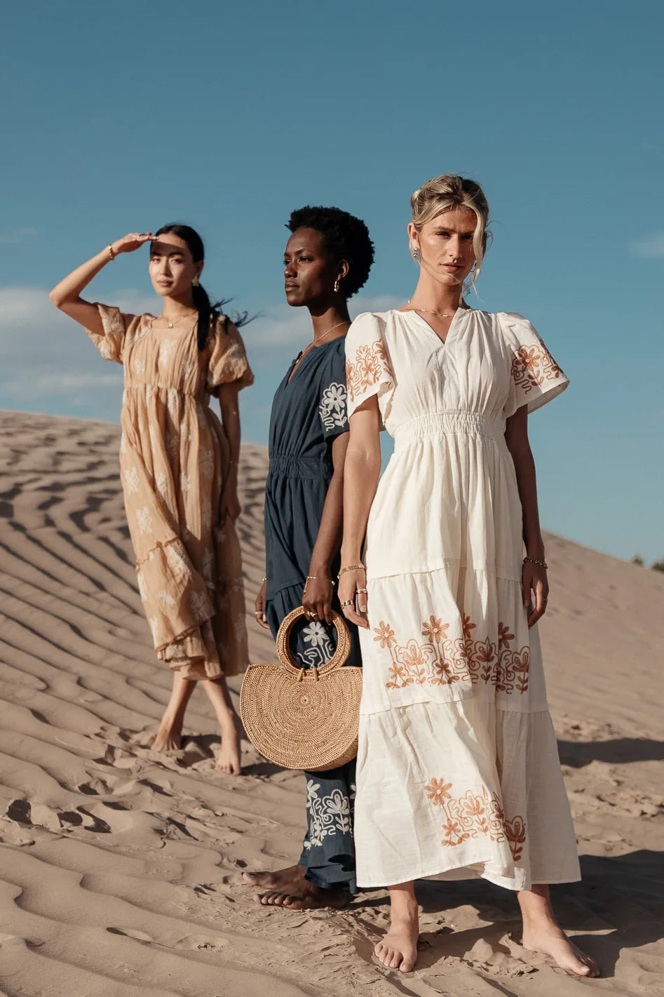 Isabeau Embroidered Maxi Dress in Cream | Elegant Boho Wedding Guest Dress | Perfect for Summer Weddings, Beach Vacations & Special Occasions