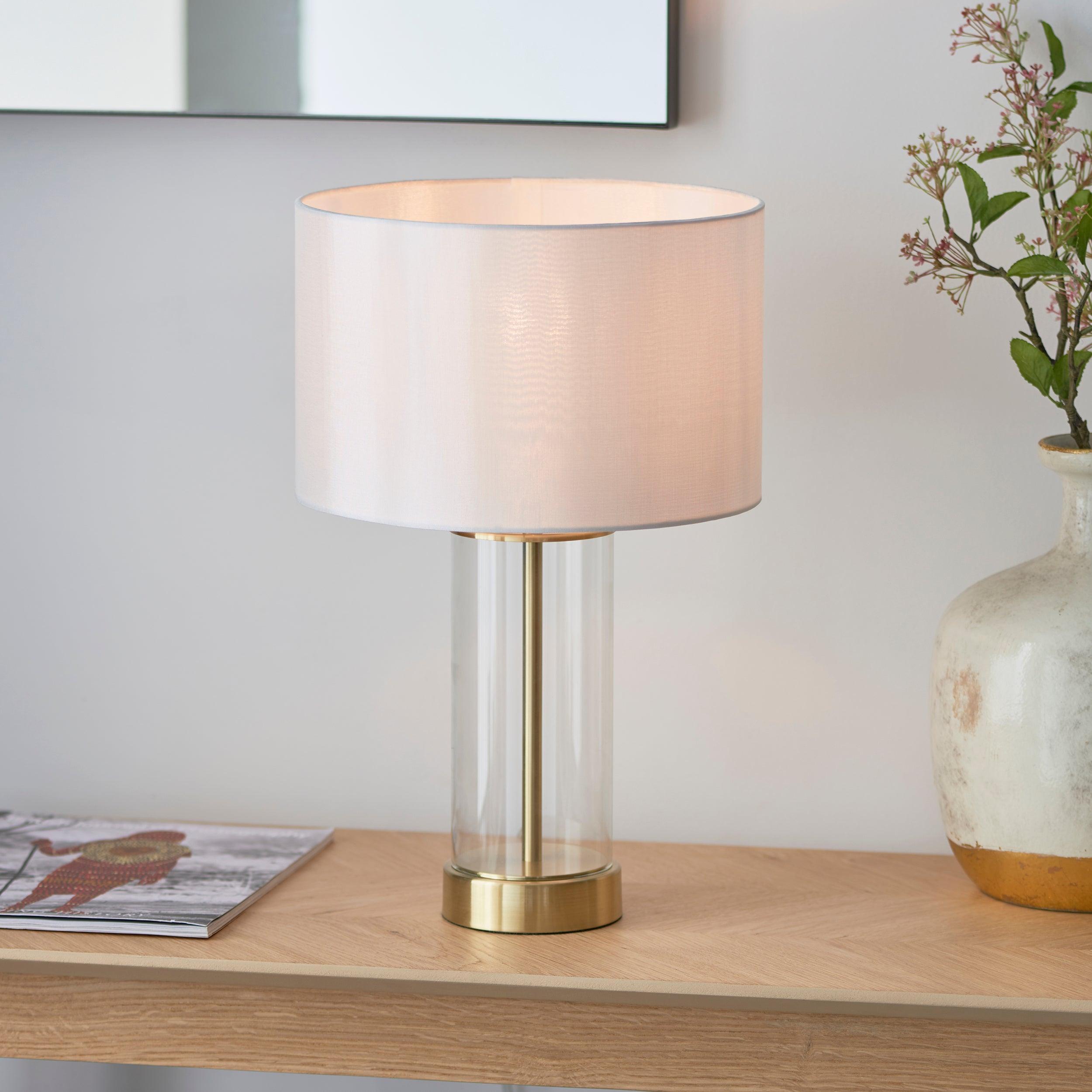 Lessina 1 Light Small Brass & Glass Touch Table Lamp - Modern Bedside Nightstand Lighting for Bedroom, Living Room & Office