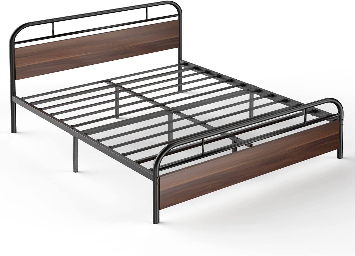 Sturdy Nazhura Metal Queen Size Bed Frame with Engineered Wood Headboard & Footboard - Heavy Duty Platform Bed for Master Bedroom, Guest Room, or Dorm