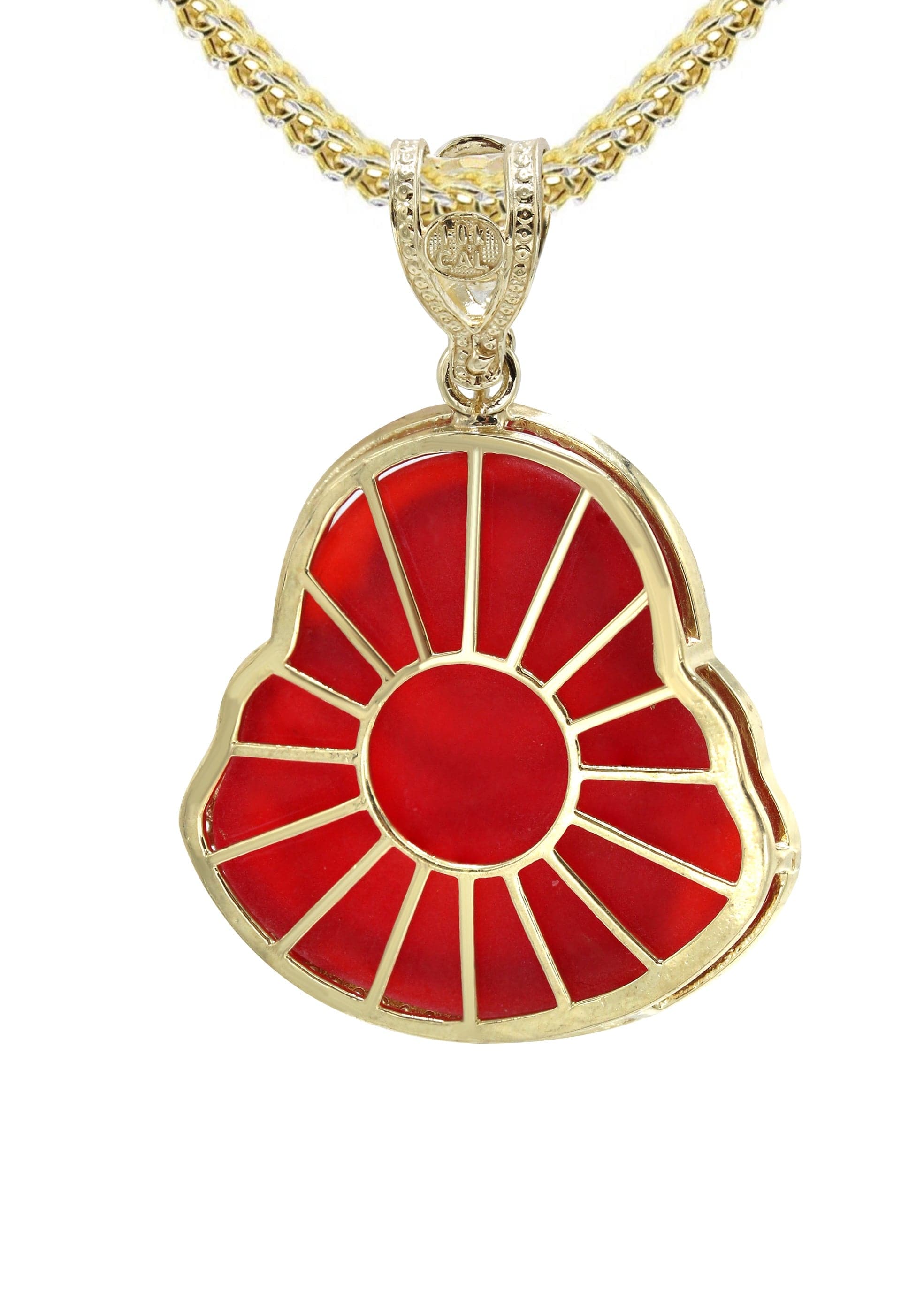 10K Yellow Gold Red Buddha Pendant Necklace for Women - 22.5 Grams Buddhist Jewelry - Perfect for Meditation, Yoga & Spiritual Gifts