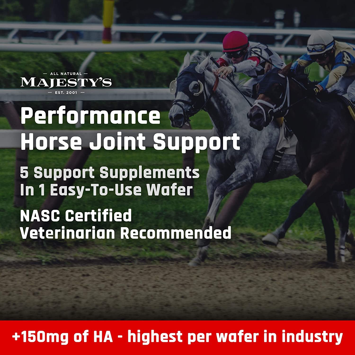 Majesty's Flex HA Wafers - Premium Horse Joint Supplement with Hyaluronic Acid, Glucosamine, Vitamin C & Yucca for Equine Mobility - 2 Pack (120 Count) - Ideal for Senior Horses & Performance Horses with Joint Discomfort