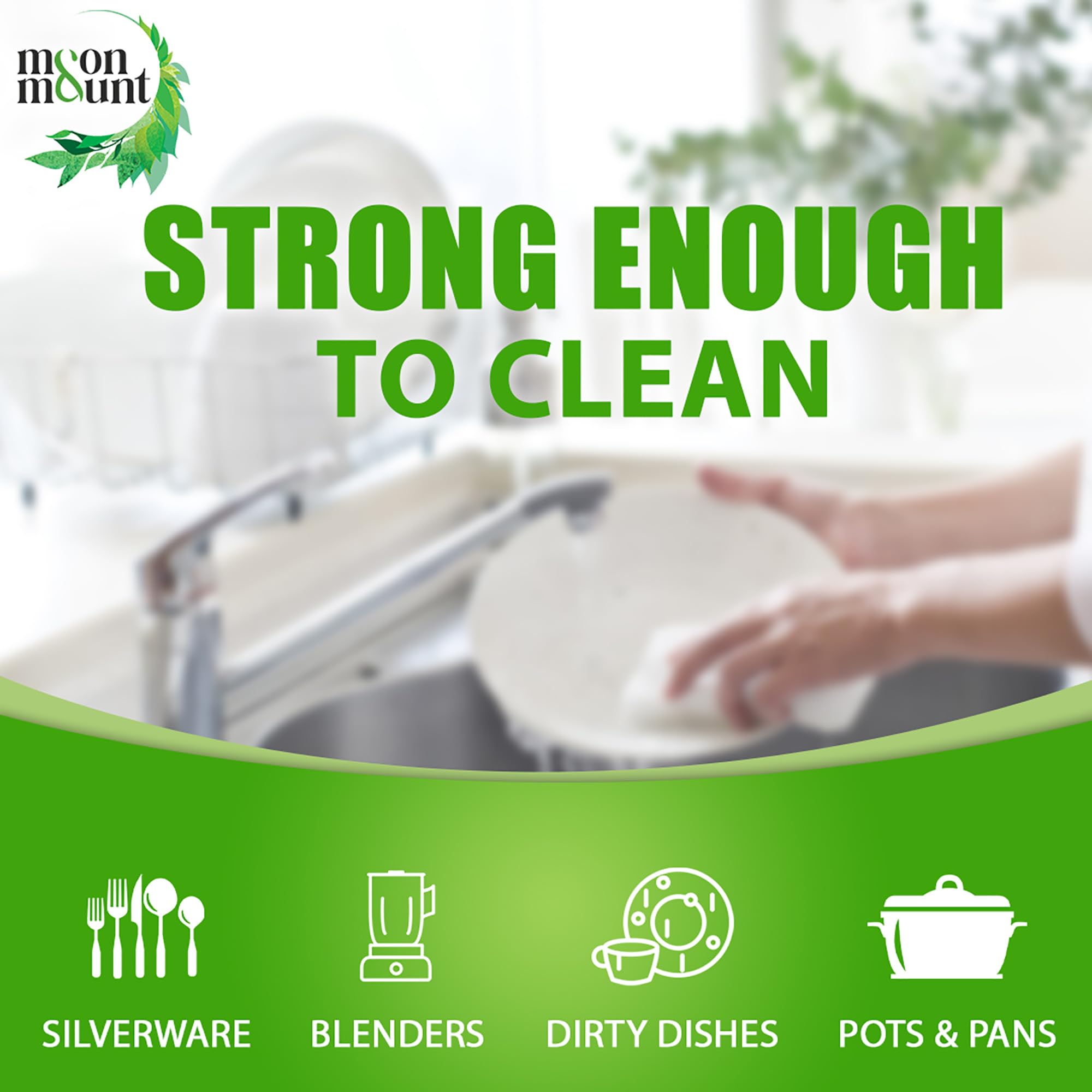 Moon & Mount Green Apple Dishwashing Liquid Gel - 1 Liter | No Residue, Powerful Grease Cleaner for All Kitchen Utensils | Perfect for Daily Dishwashing, Pots & Pans Cleaning