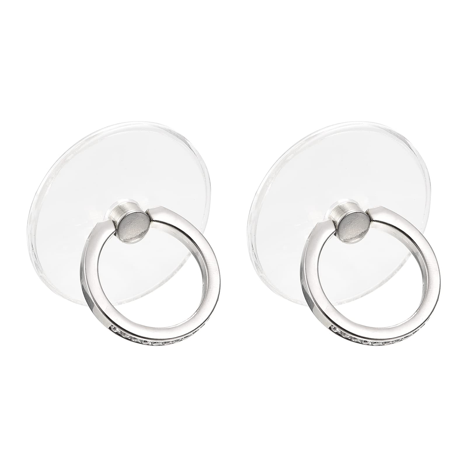 uxcell Clear Phone Ring Holder - Diamond Transparent Finger Grip Stand for Smartphone, Case & Tablet (2-Pack Round Shape) - Perfect for Hands-Free Viewing, Secure Grip & Multi-Angle Browsing