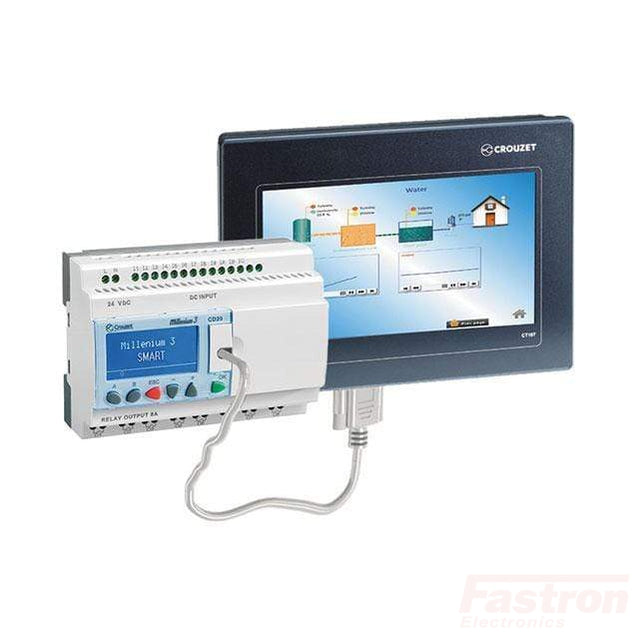 Millennium 3 Kit with CT107 HMI Screen - Essential XD26 16I/10O R Controller - 16 Digital & 6 Analog Inputs, 10 Relay Outputs (4 PWM) - 24VDC with Serial & Programming Cables - Perfect for Industrial Automation & PLC Control Systems