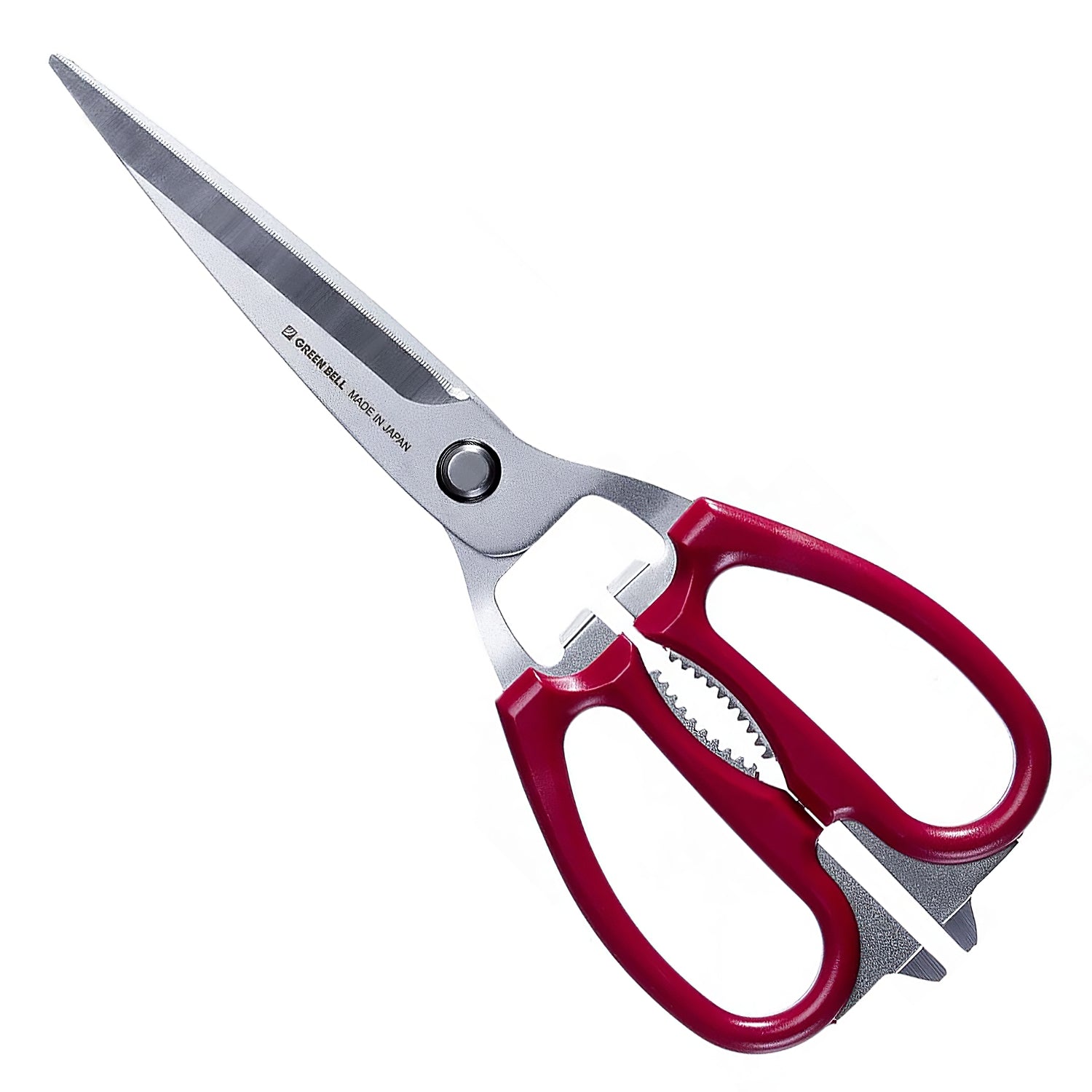 Premium Green Bell Stainless Steel Kitchen Scissors - Heavy Duty Multipurpose Cooking Shears for Cutting Meat, Herbs, Poultry - Perfect for Home Chefs & Food Prep (Dishwasher Safe)