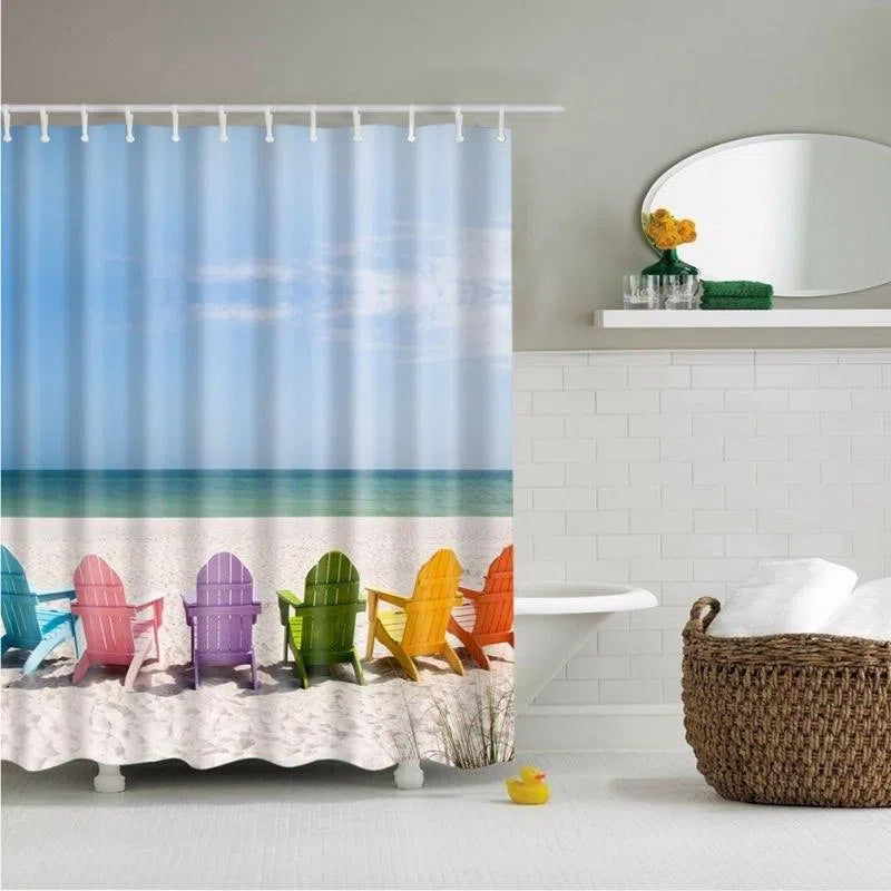 My Happy Place Waterproof Shower Curtain - Boho Chic Bathroom Decor for Relaxing Spa-Like Experience at Home
