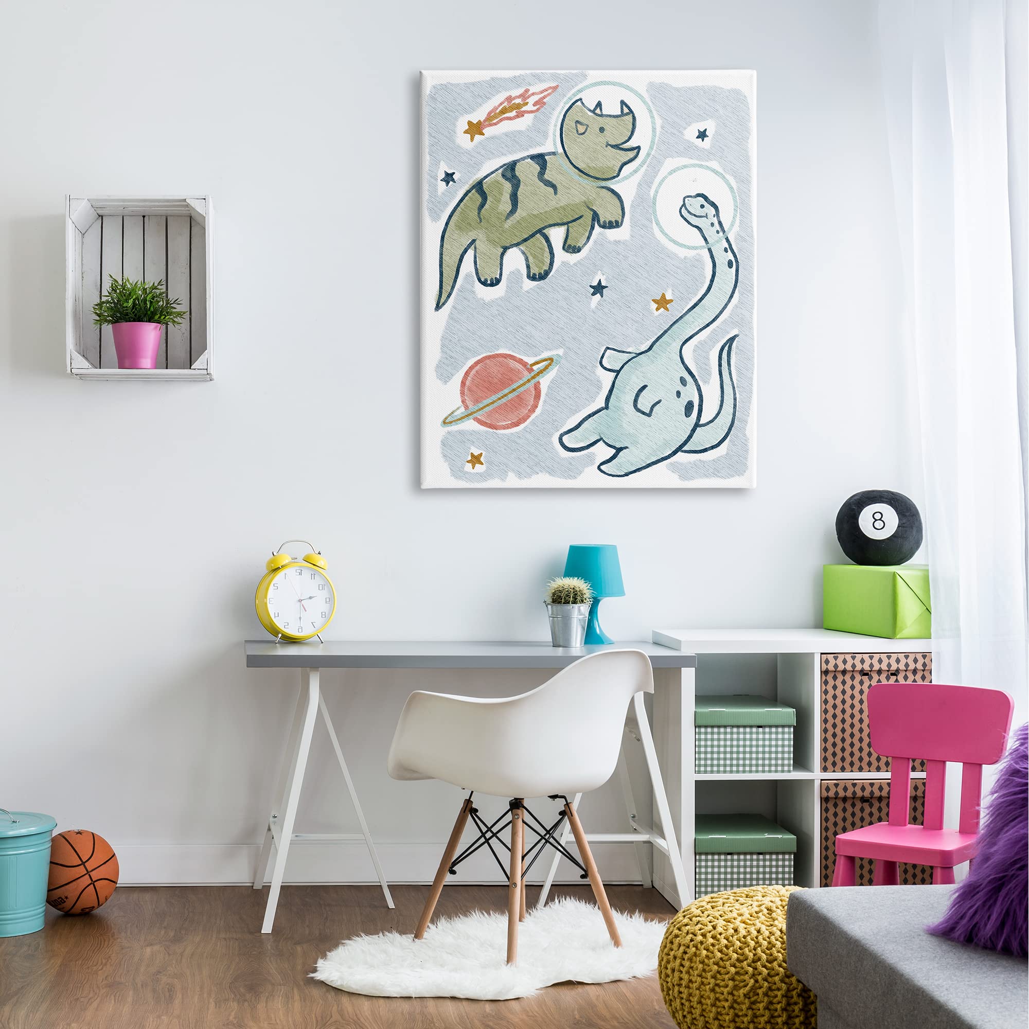 Stupell Industries Playful Dinosaurs in Outer Space with Planets & Stars Wall Art - Nursery Decor, Kids Room Decor, Playroom Decor | Designed by Lil' Rue