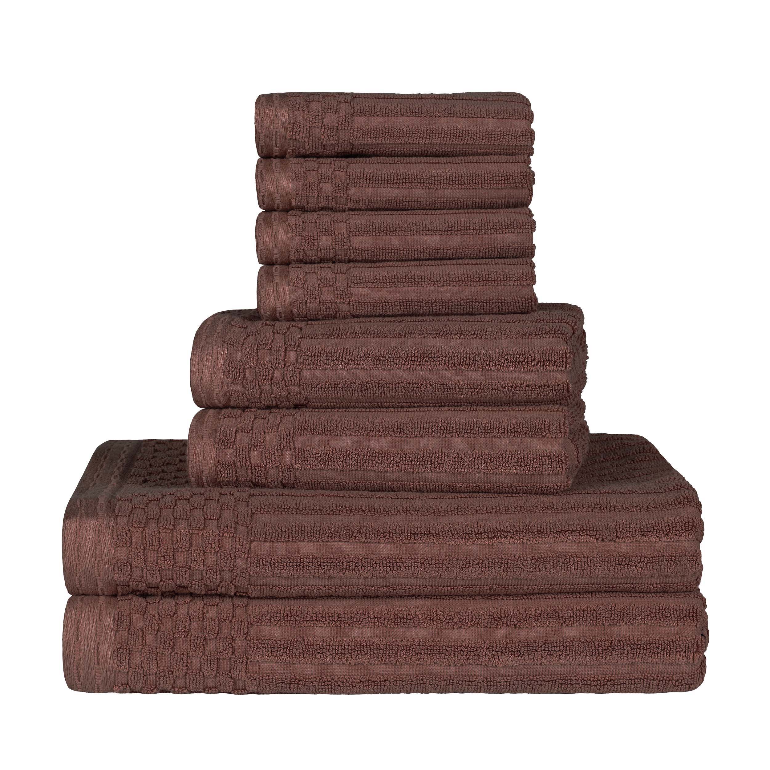 Premium 8-Piece Cotton Ribbed Towel Set - Soft, Absorbent & Medium Weight Bath Towels for Spa, Gym & Luxury Home Use