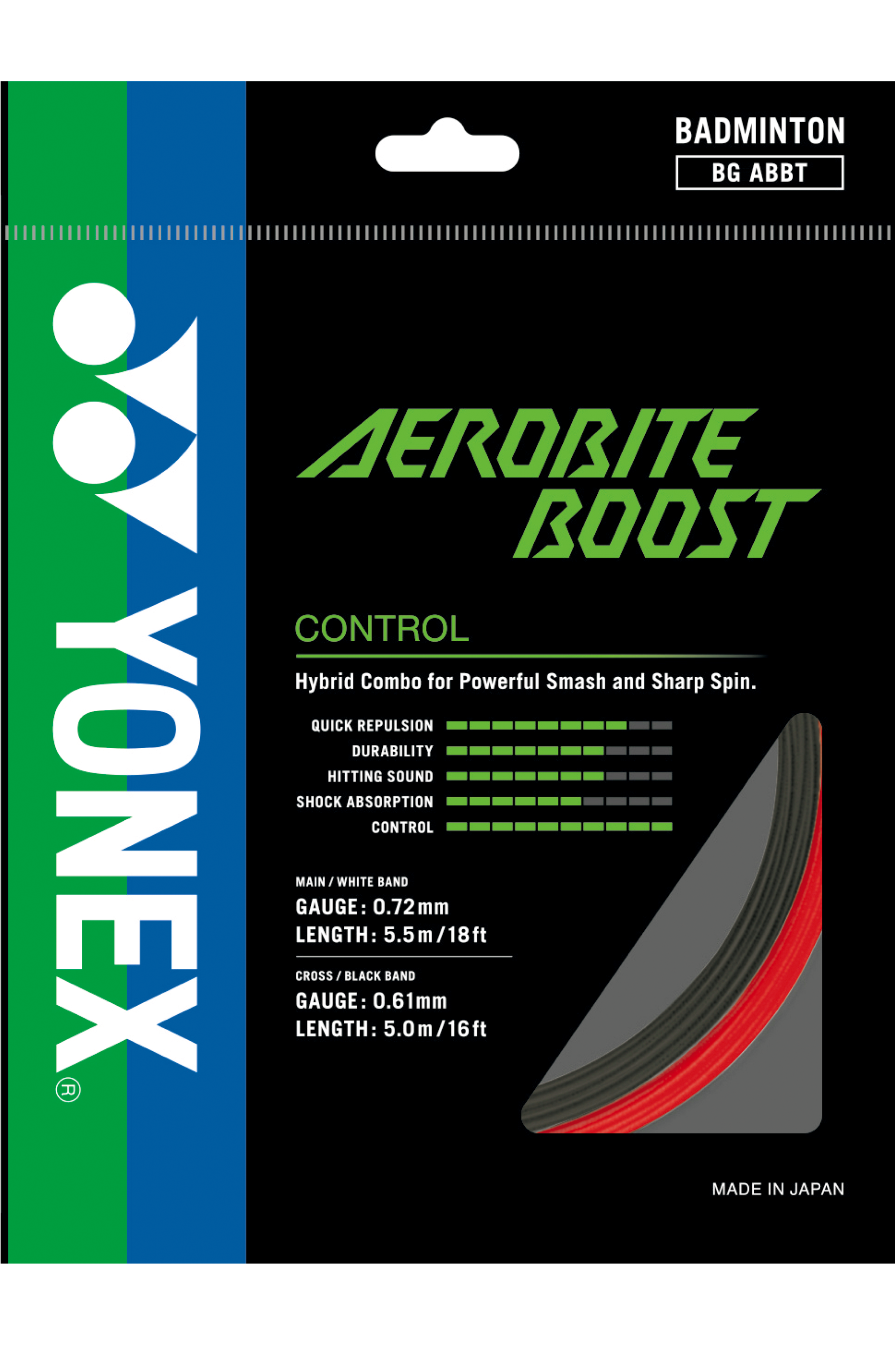 Yonex Aerobite Boost Badminton String Set - High Performance Badminton Racket Strings for Power & Control - Perfect for Tournament Play & Training