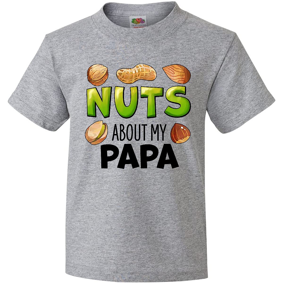 Inktastic Nuts About My Papa Peanut Almond Pistachio Funny Youth T-Shirt | Cute Graphic Tee for Kids & Toddlers | Perfect for Father's Day, Family Outings & Casual Wear