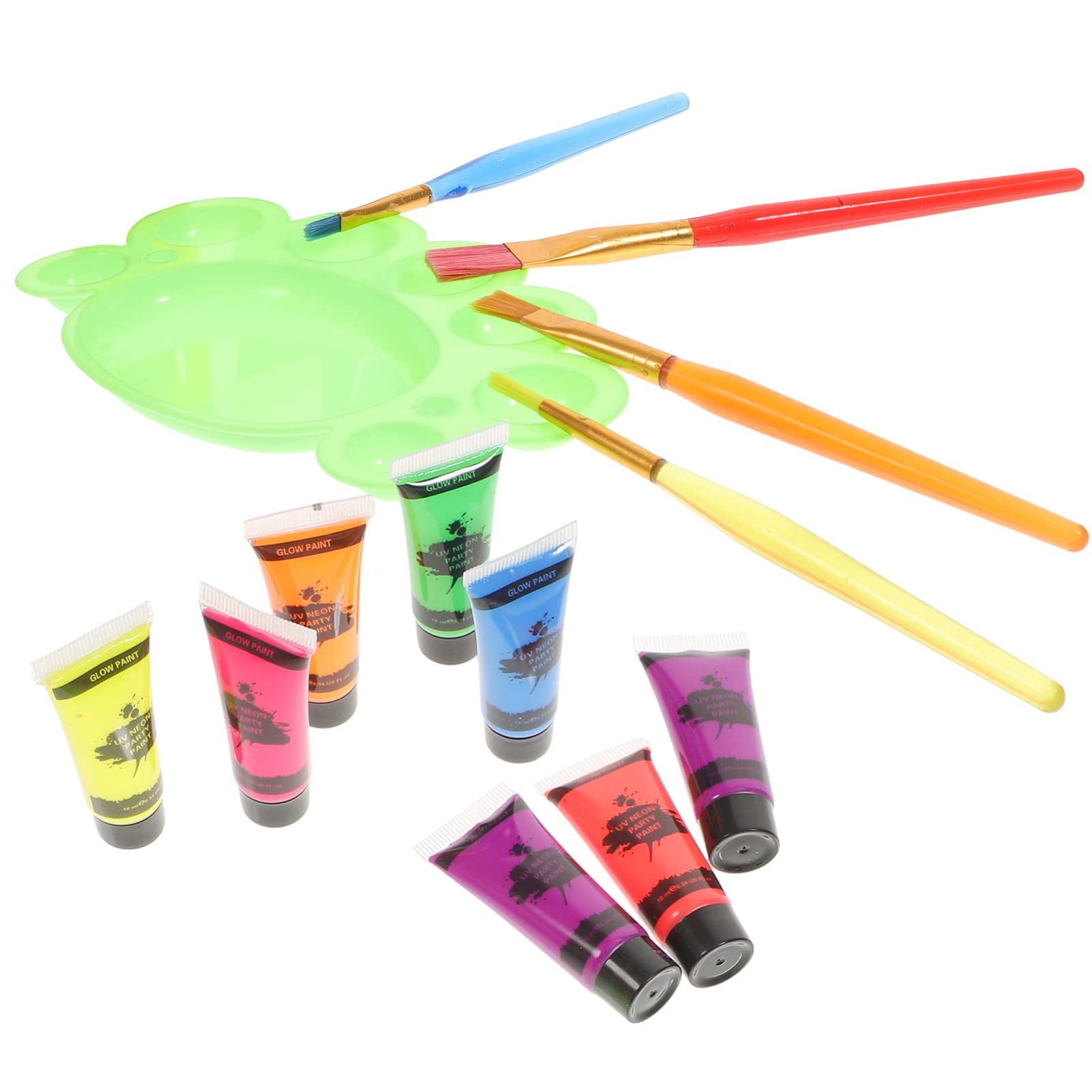 Glow in the Dark Body Paint Set - Halloween Fluorescent Face & Body Makeup Kit - Blacklight Reactive Neon Cosmetics for Parties, Raves & UV Events