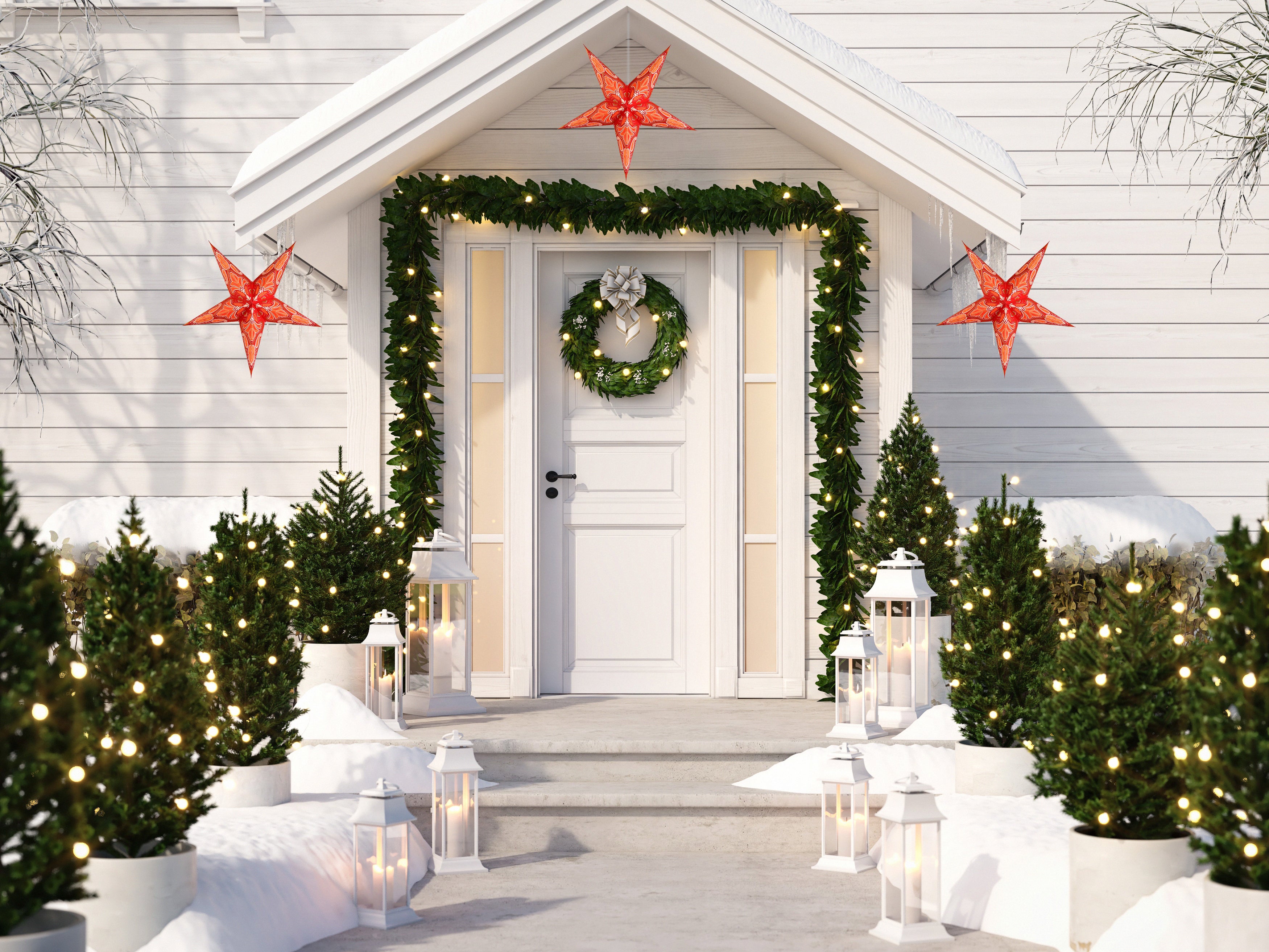 24 Inch Red Glitter Paper Star Lantern with Aura Glow - Perfect for Christmas Decorations, Party Decor, and Home Lighting