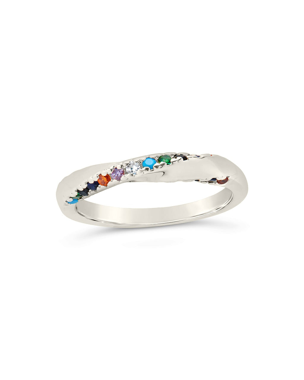 Senta Rainbow CZ Twist Ring - Elegant Cubic Zirconia Fashion Jewelry for Women, Perfect for Parties, Weddings & Daily Wear