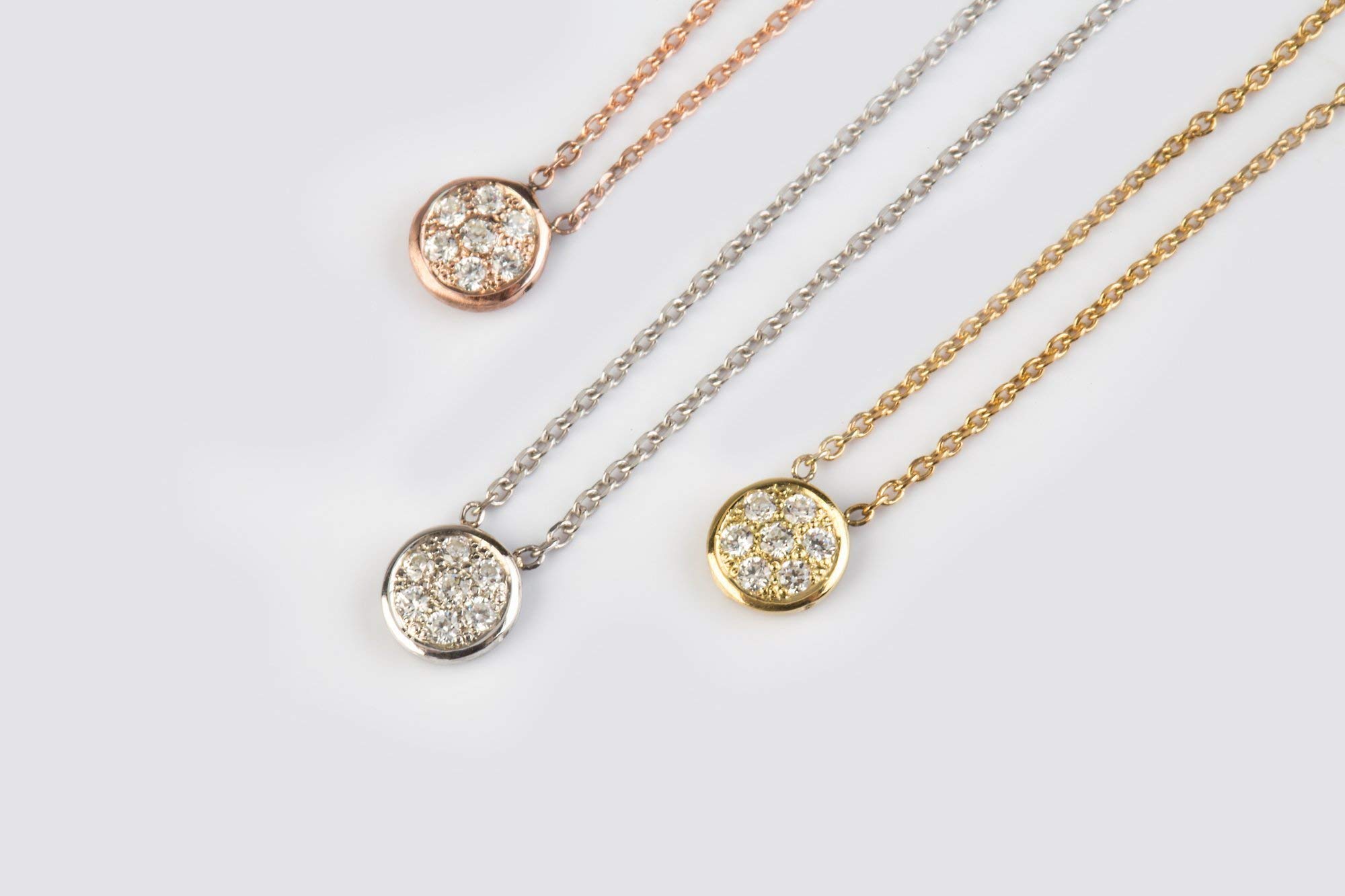 Elegant Diamond Pendant Necklace for Women - Rose Gold Minimalist Jewelry Box Disc Necklace - Perfect for Weddings, Parties & Everyday Wear