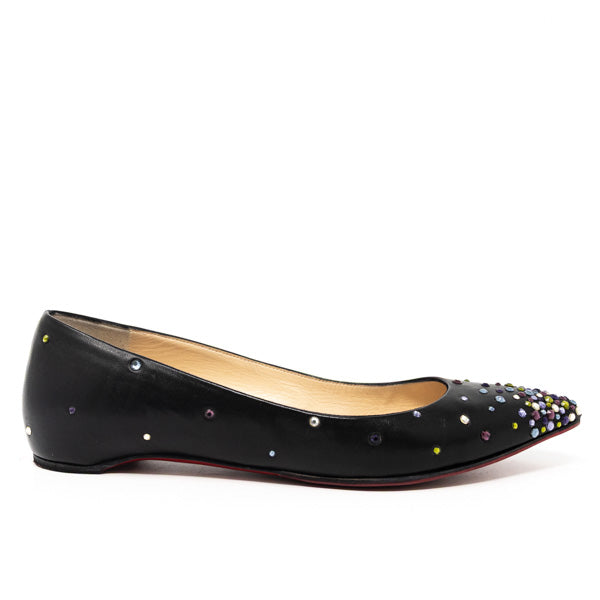 Christian Louboutin Black Degrastrass Flats Women's Size 36.5 | Luxury Designer Ballet Flats for Women | Perfect for Office, Parties & Special Occasions