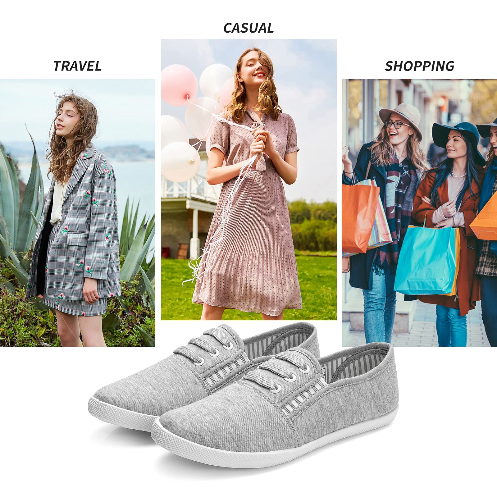 **Women's Canvas Slip-On Sneakers - Comfortable Casual Walking Shoes for Women - Non-Slip Flat Dress Shoes for Work, Tennis & Everyday Wear**    *(Perfect for Office, Travel, Shopping & Light Sports Activities)*